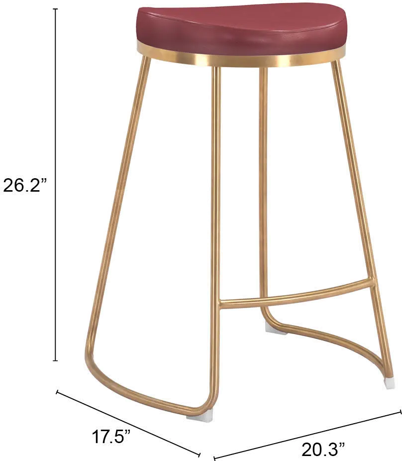 Burgundy and Gold Counter Height Stool (Set of 2) - Bree-6