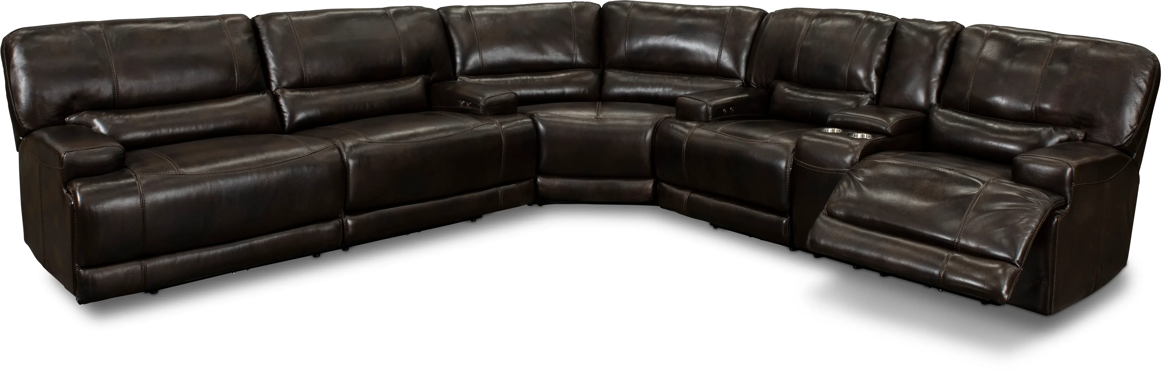 Omega Brown Leather 3 Piece Power Reclining Sectional-1