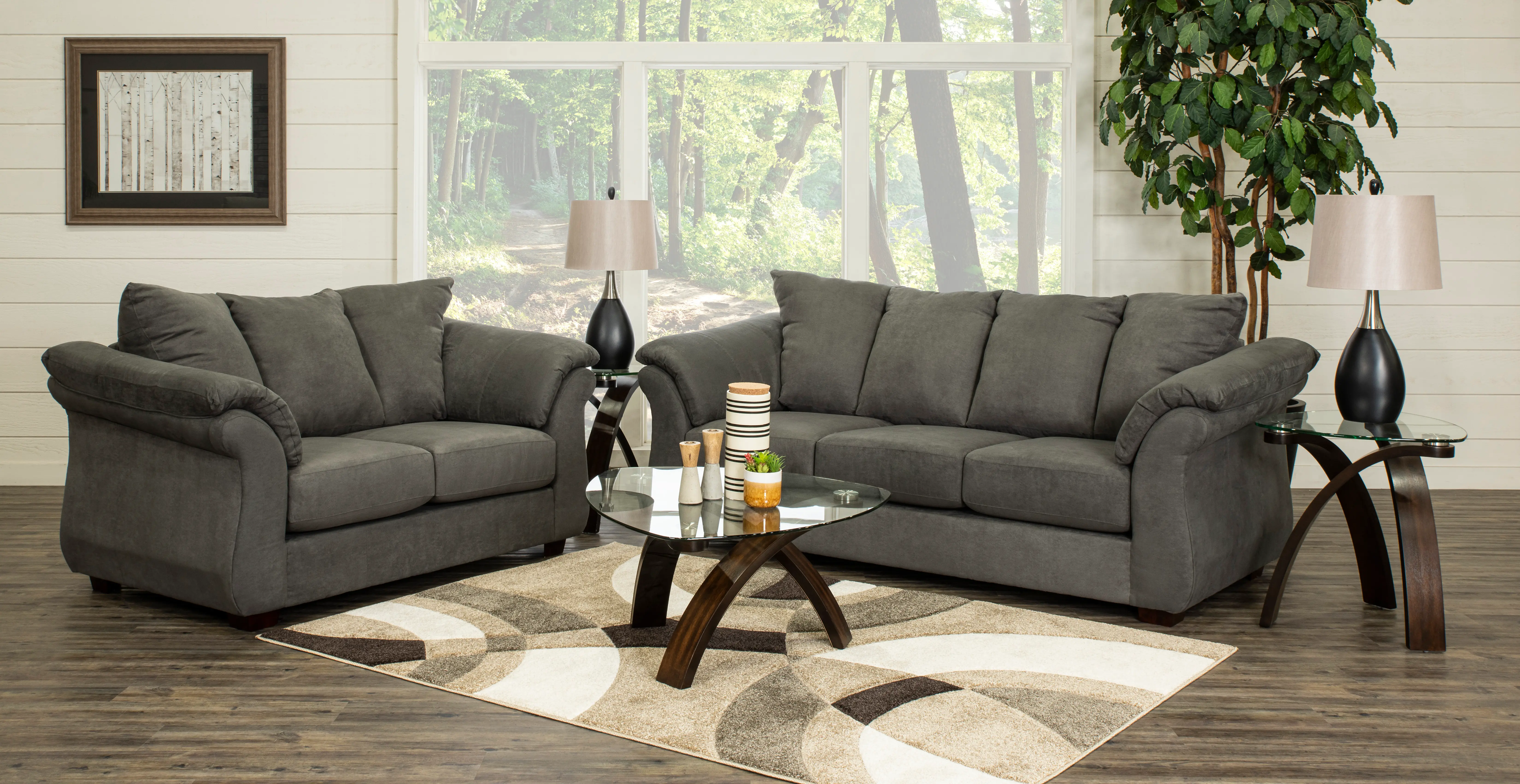 2PC/SOFA/LOVE/CHARCL Contemporary Charcoal 2 Piece Living Room Set - Shasta-1