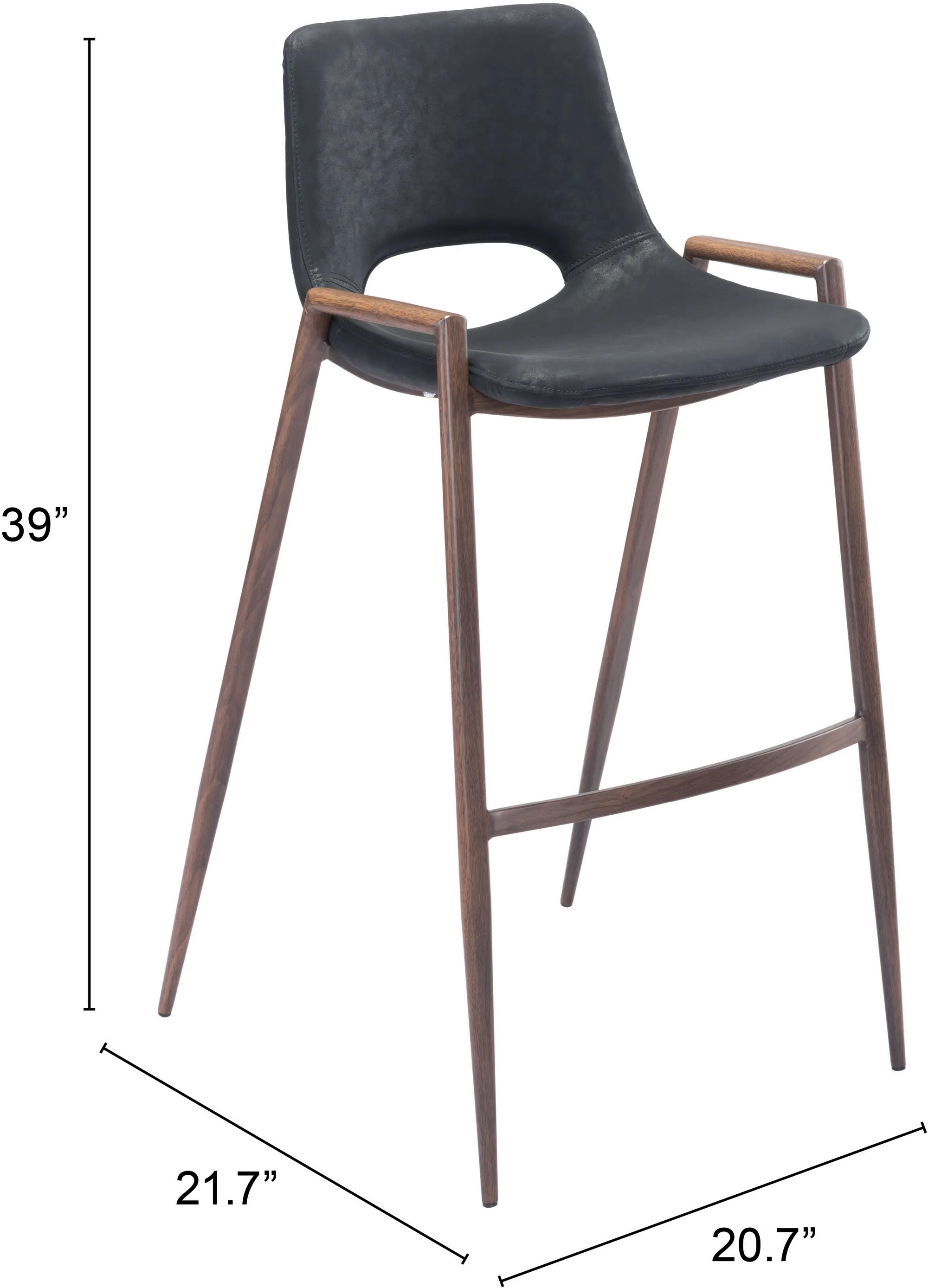 Desi Black Bar Stool, Set of 2-3