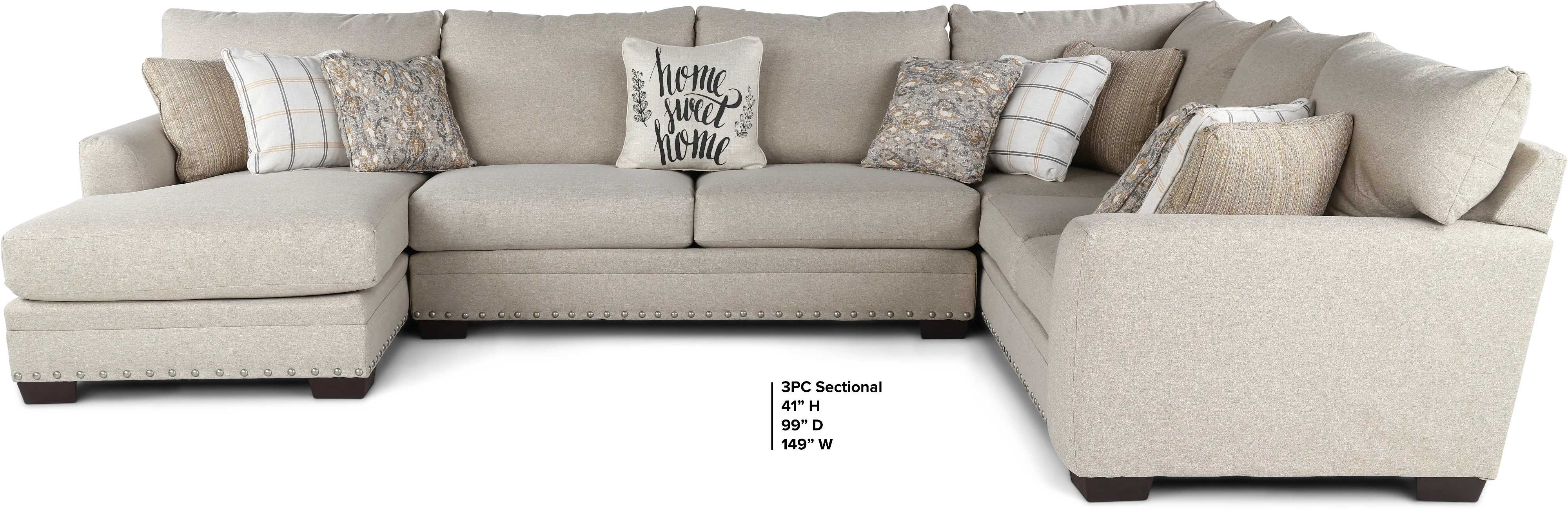 3PC/MDDLTN/CMNT/OP2 Middleton Beige 3 Piece Sectional-3