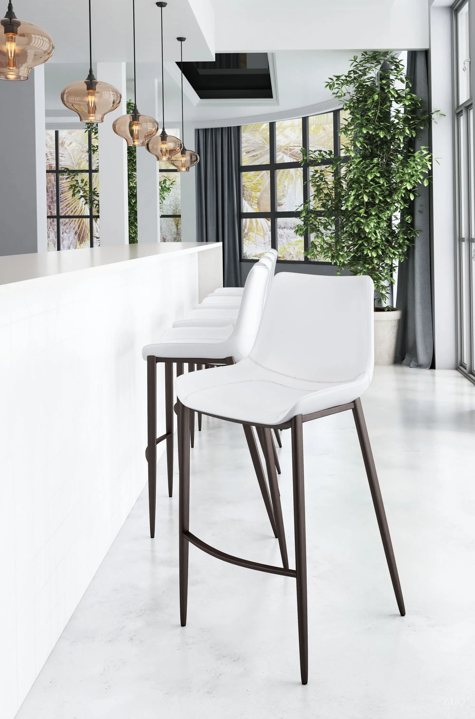 Magnus White and Brown Bar Stool, Set of 2-2