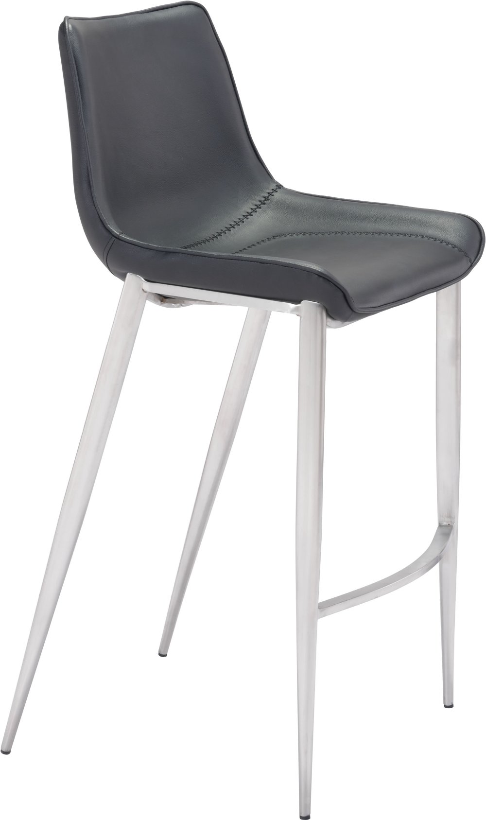 Magnus Black and Silver Bar Stool Set of 2