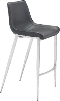 Magnus Black and Silver Bar Stool, Set of 2