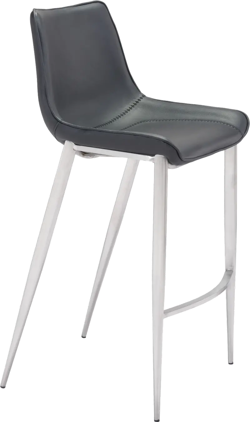 Magnus Black and Silver Bar Stool, Set of 2