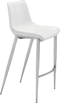 Magnus White and Silver Bar Stool, Set of 2