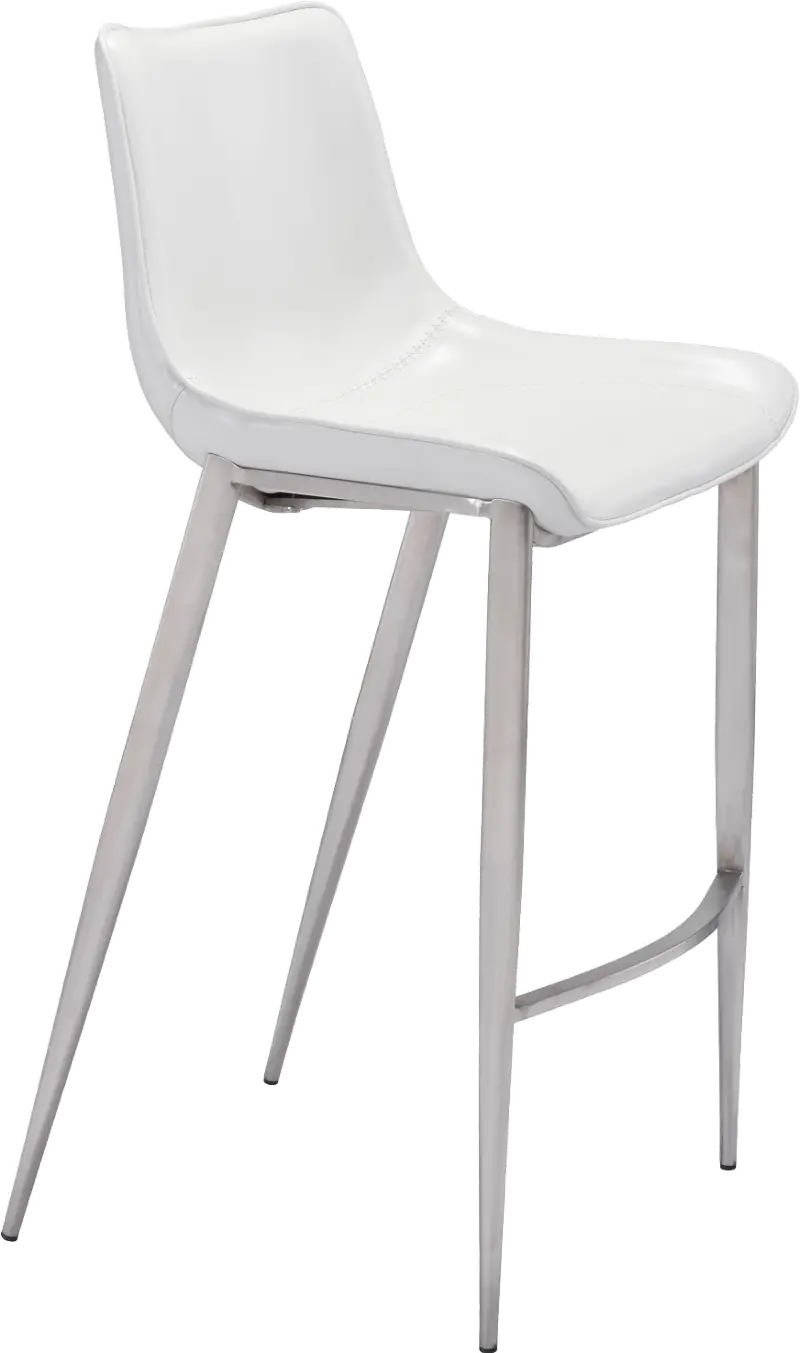 Magnus White and Silver Bar Stool, Set of 2