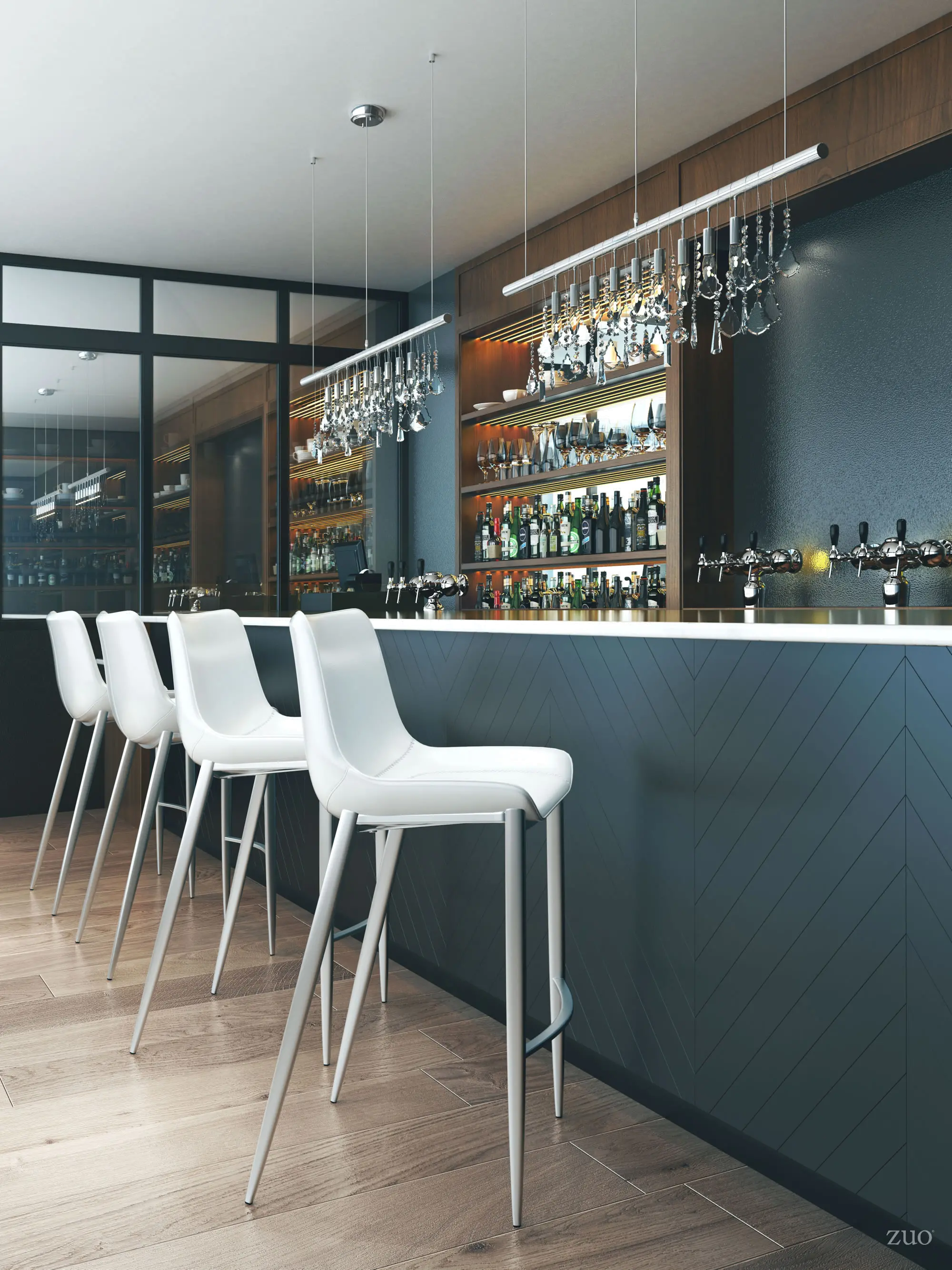 Magnus White and Silver Bar Stool, Set of 2-2