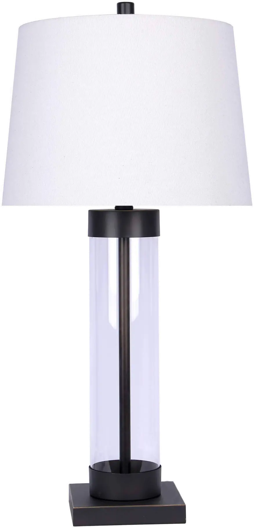 Clear Glass Cylinder and Oil Rubbed Bronze Table Lamp-1