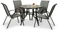 Bali 5 Piece Round Patio Dining Set with 4 Sling Chairs