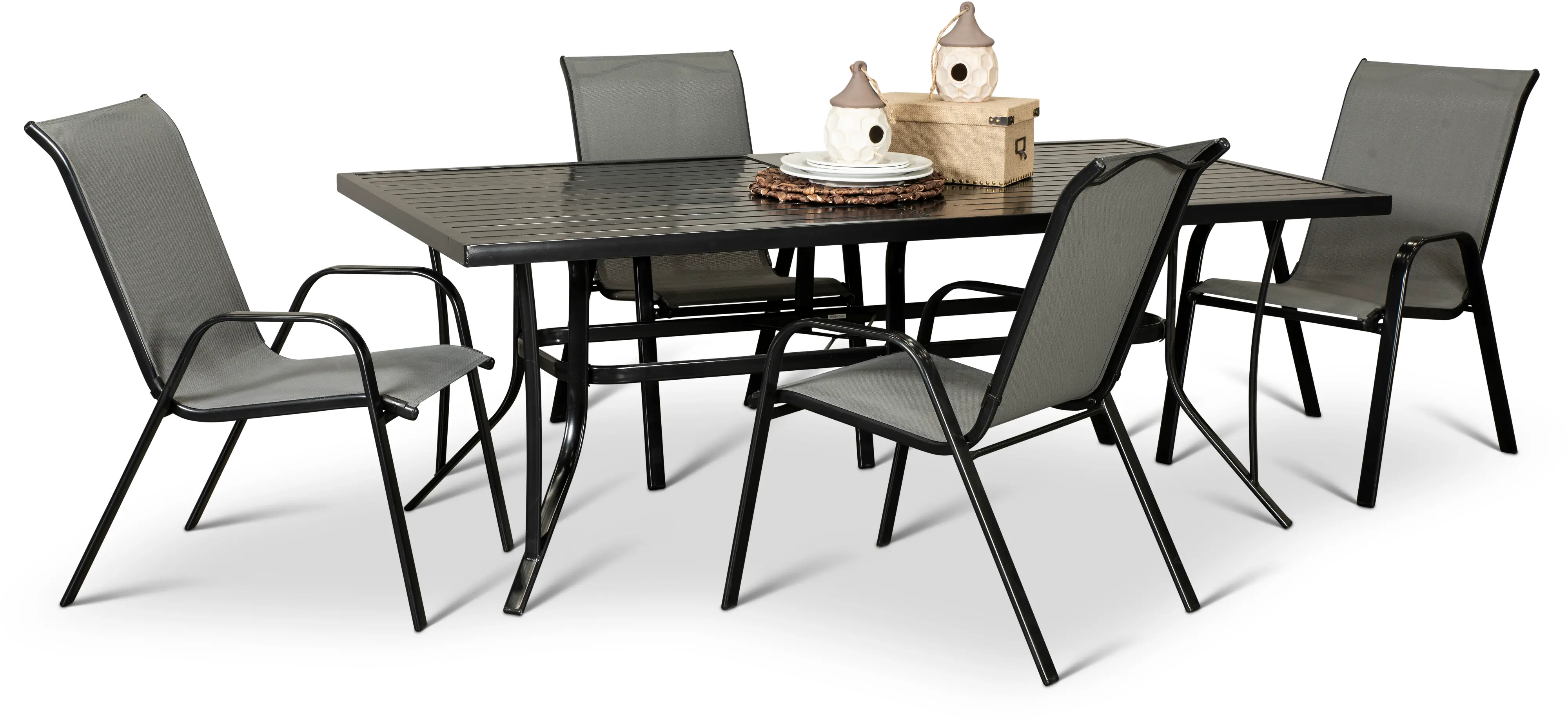 Bali 5 Piece Patio Dining Set with 4 Sling Chairs-1
