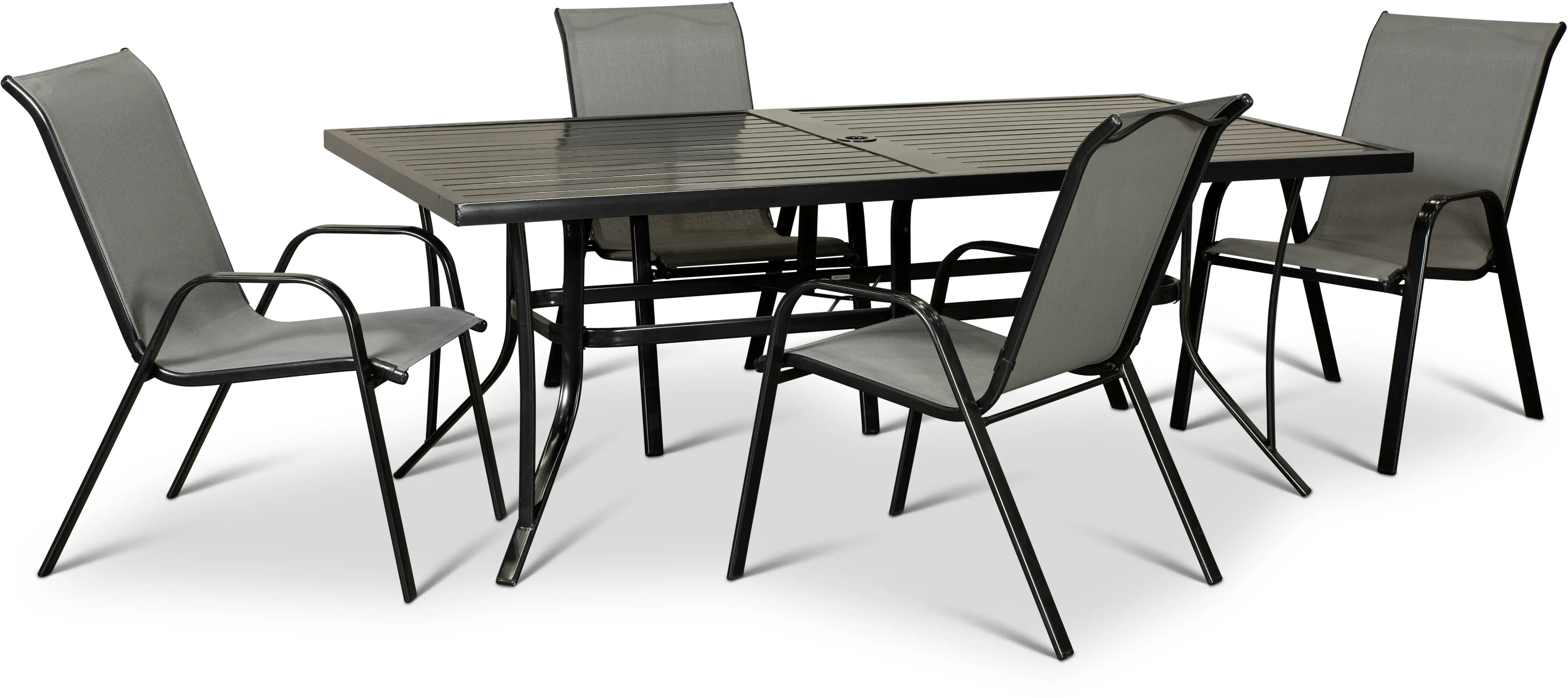 Bali 5 Piece Patio Dining Set with 4 Sling Chairs-3
