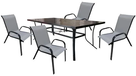Bali 5 Piece Patio Dining Set with 4 Sling Chairs-5