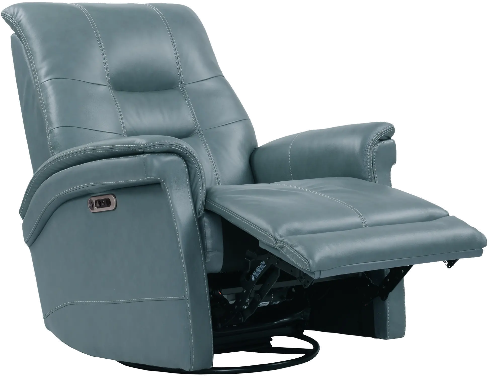 Andrew Azure Blue Leather Power Swivel Glider Recliner-3