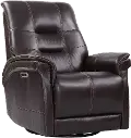 Andrew Coffee Brown Leather Power Swivel Glider Recliner