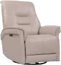 Andrew Beige Leather Power Swivel Glider Recliner
