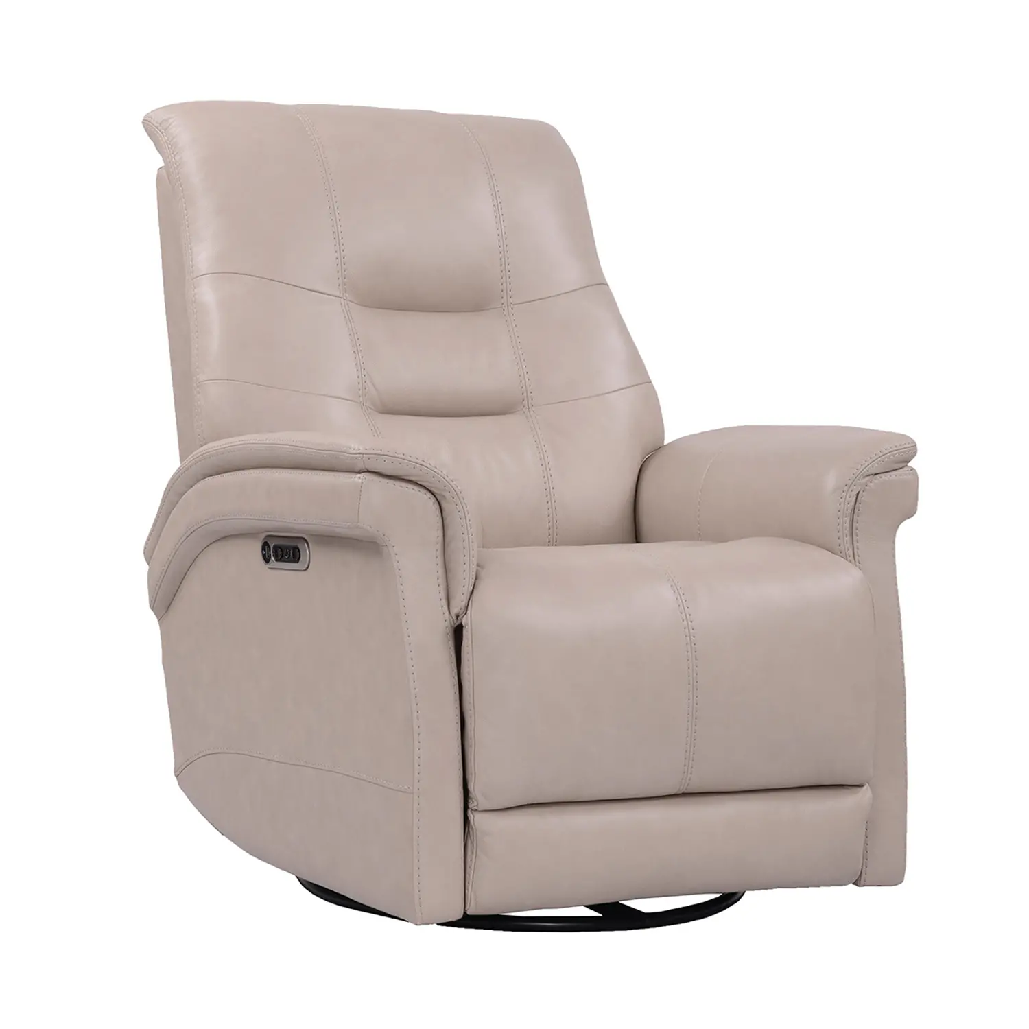 Andrew Beige Leather Power Swivel Glider Recliner-1