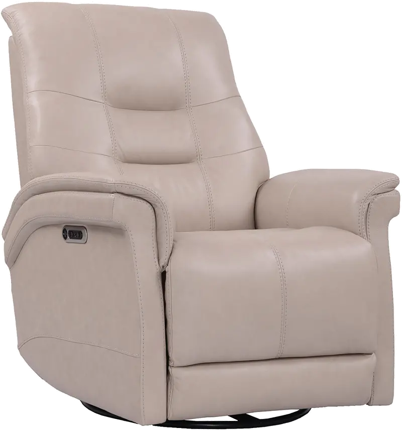 Andrew Beige Leather Power Swivel Glider Recliner