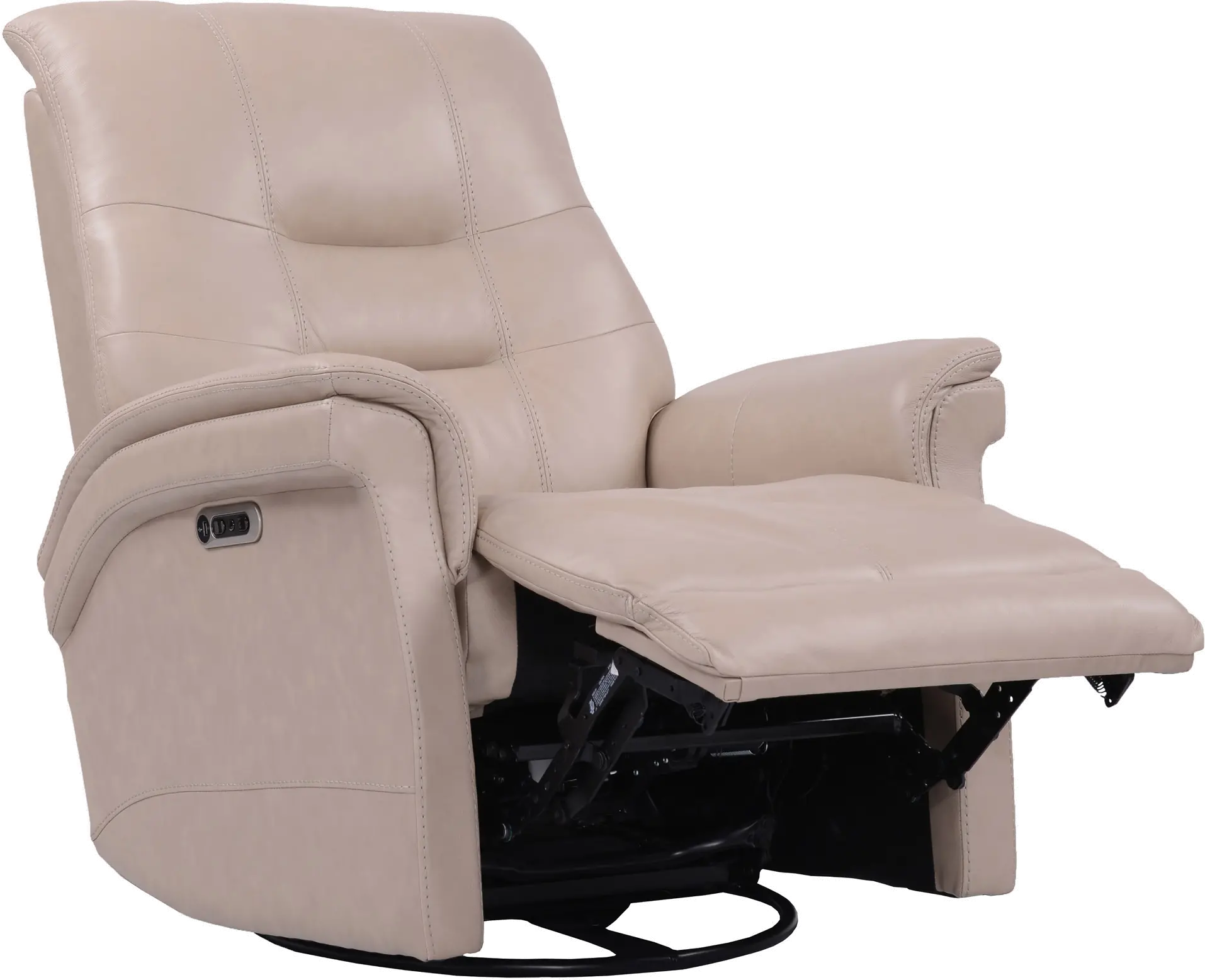 Andrew Beige Leather Power Swivel Glider Recliner-3