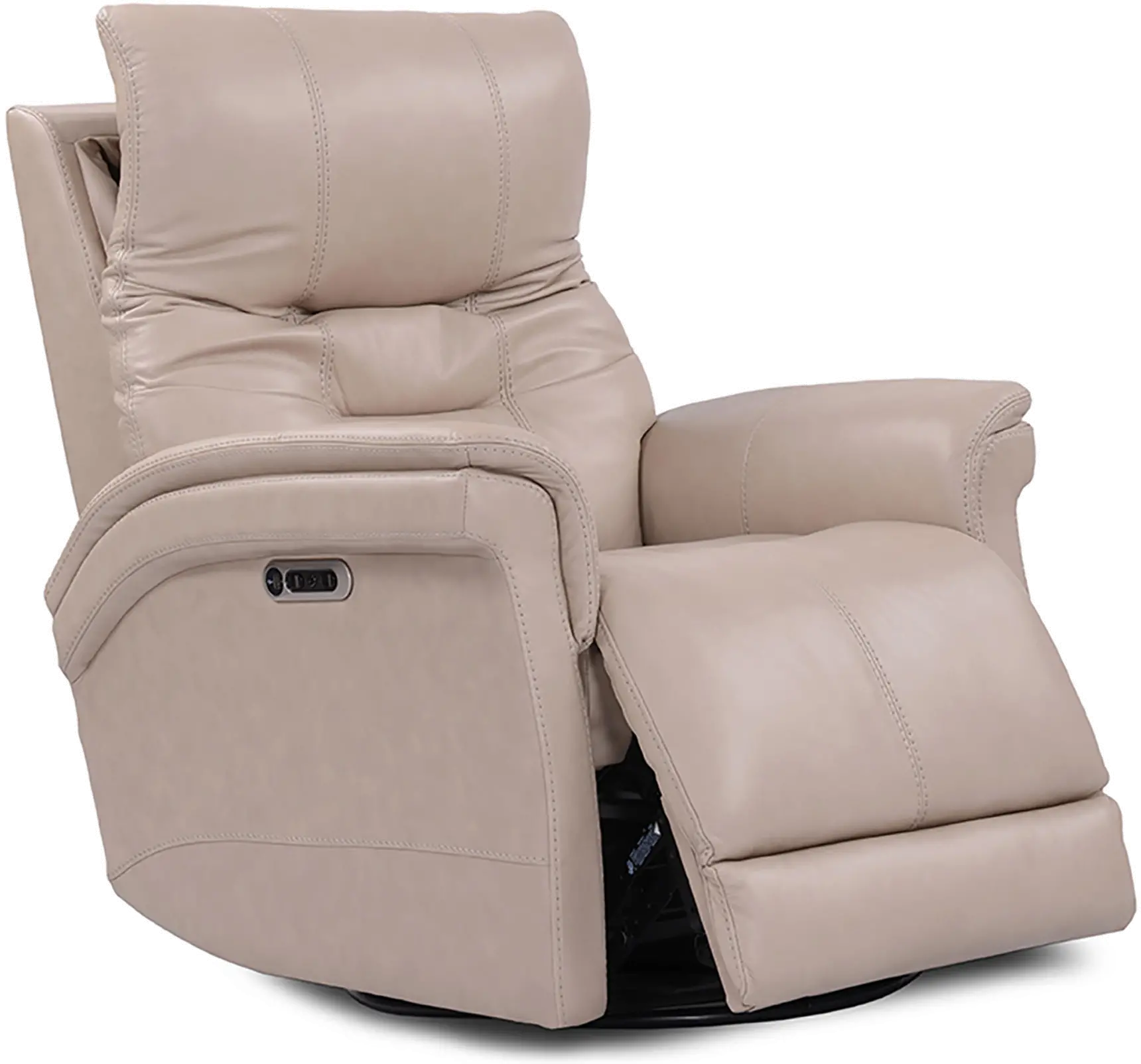 Andrew Beige Leather Power Swivel Glider Recliner-4