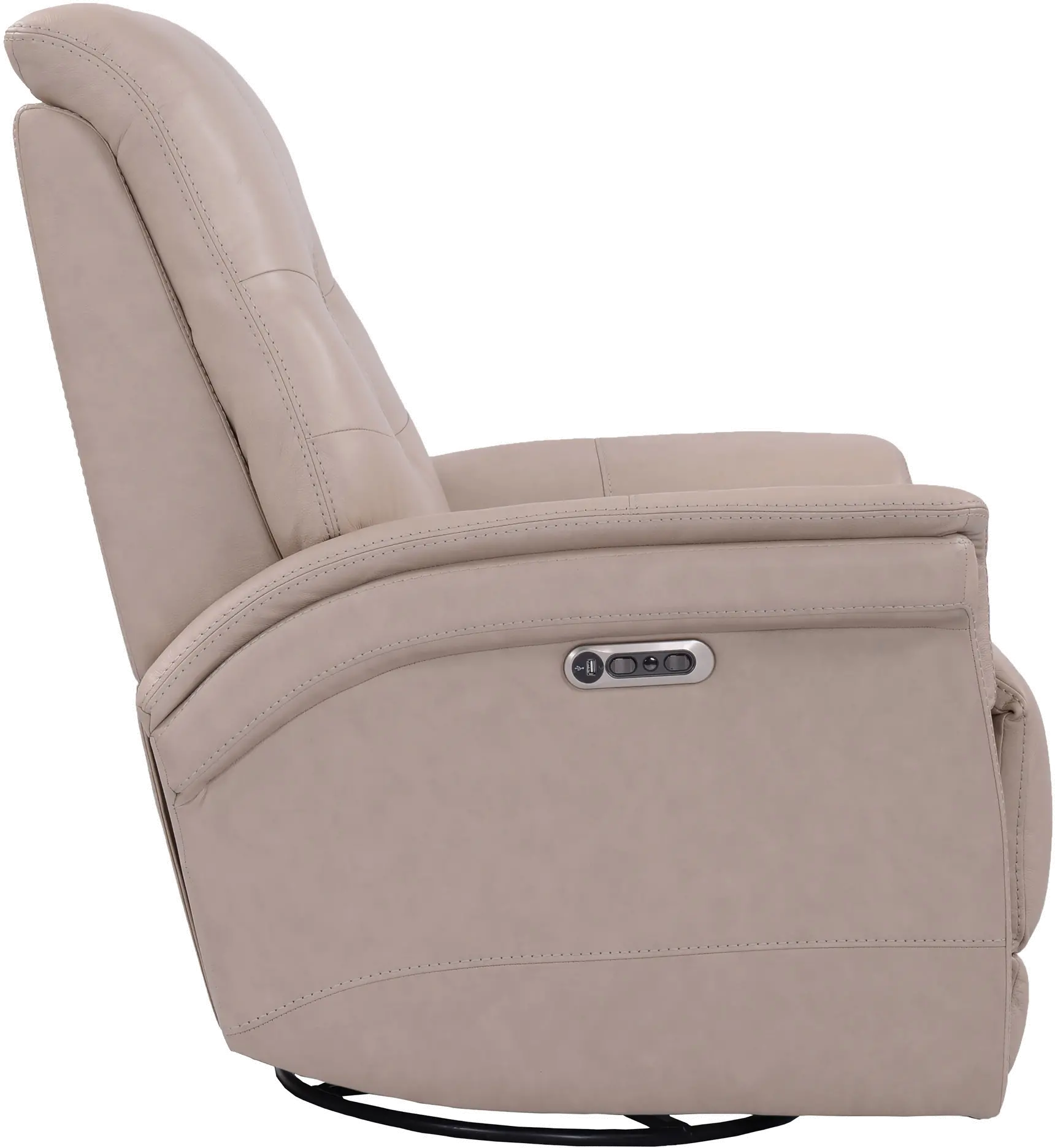 Andrew Beige Leather Power Swivel Glider Recliner-5