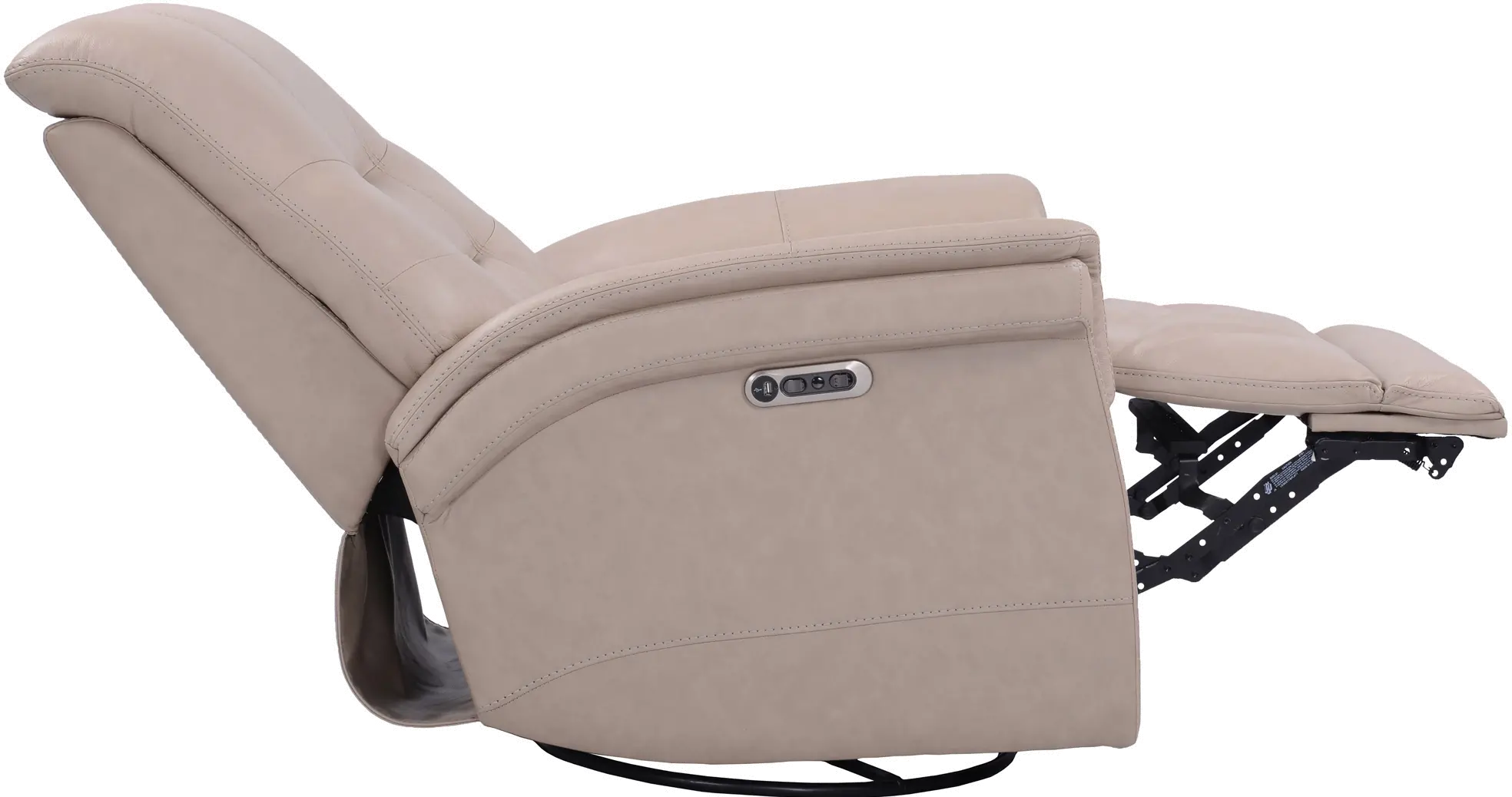 Andrew Beige Leather Power Swivel Glider Recliner-6