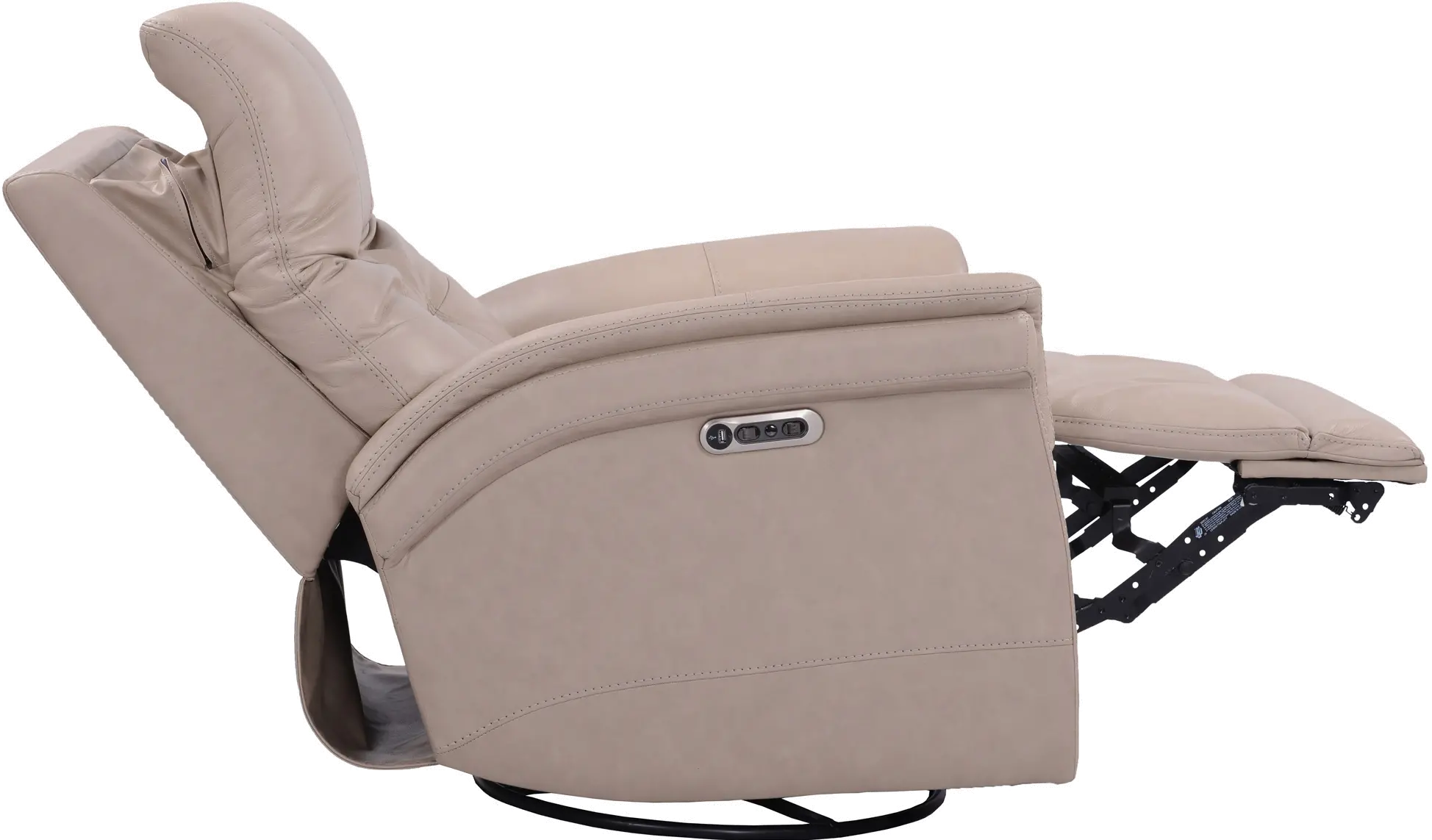 Andrew Beige Leather Power Swivel Glider Recliner-7