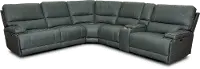 Washington Azure Blue 6 Piece Leather Power Reclining Sectional