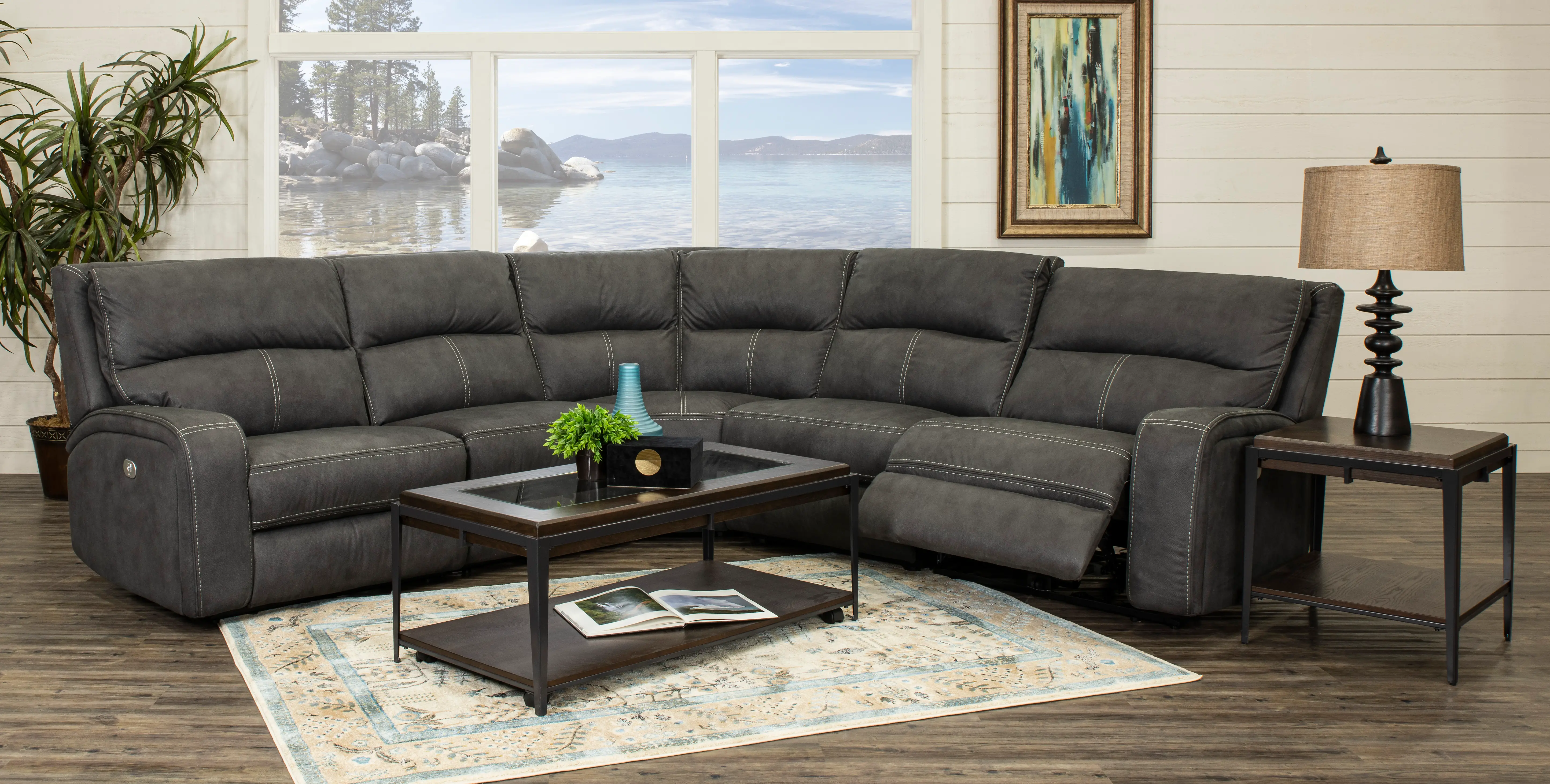 Star Dark Gray Gray 5 Piece Power Reclining Sectional-2