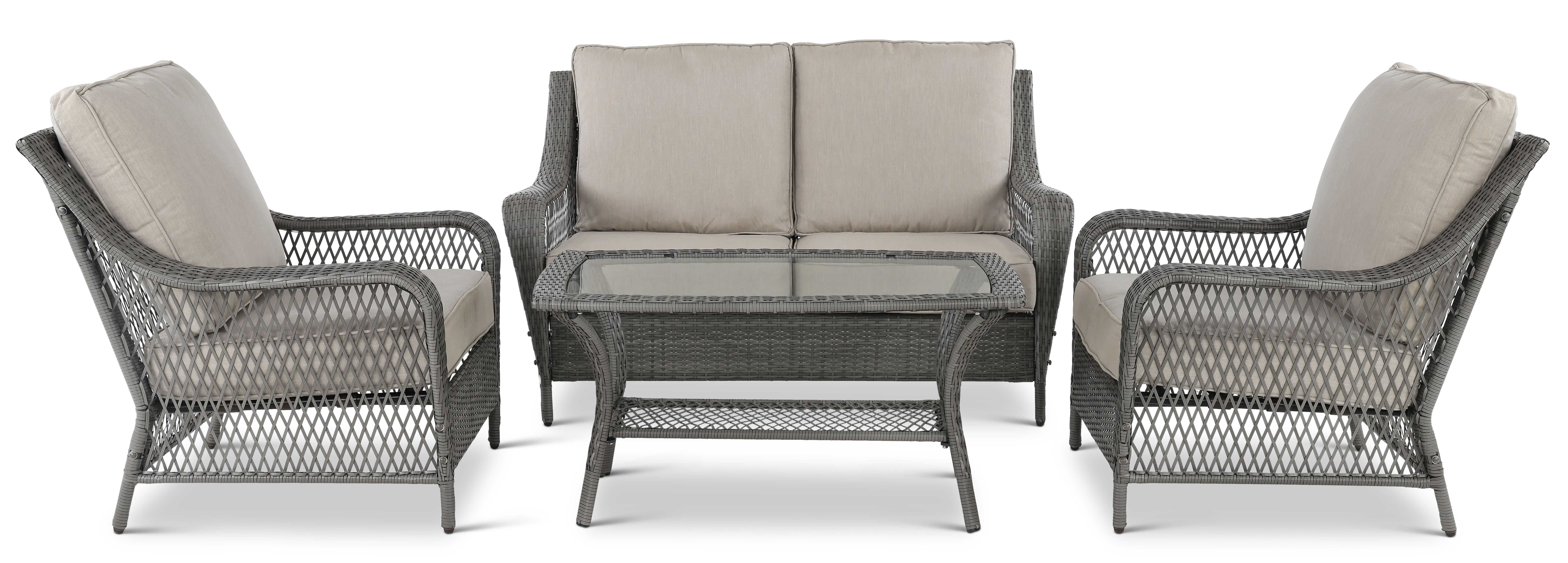 Essen II Gray Wicker 4 Piece Patio Set-1