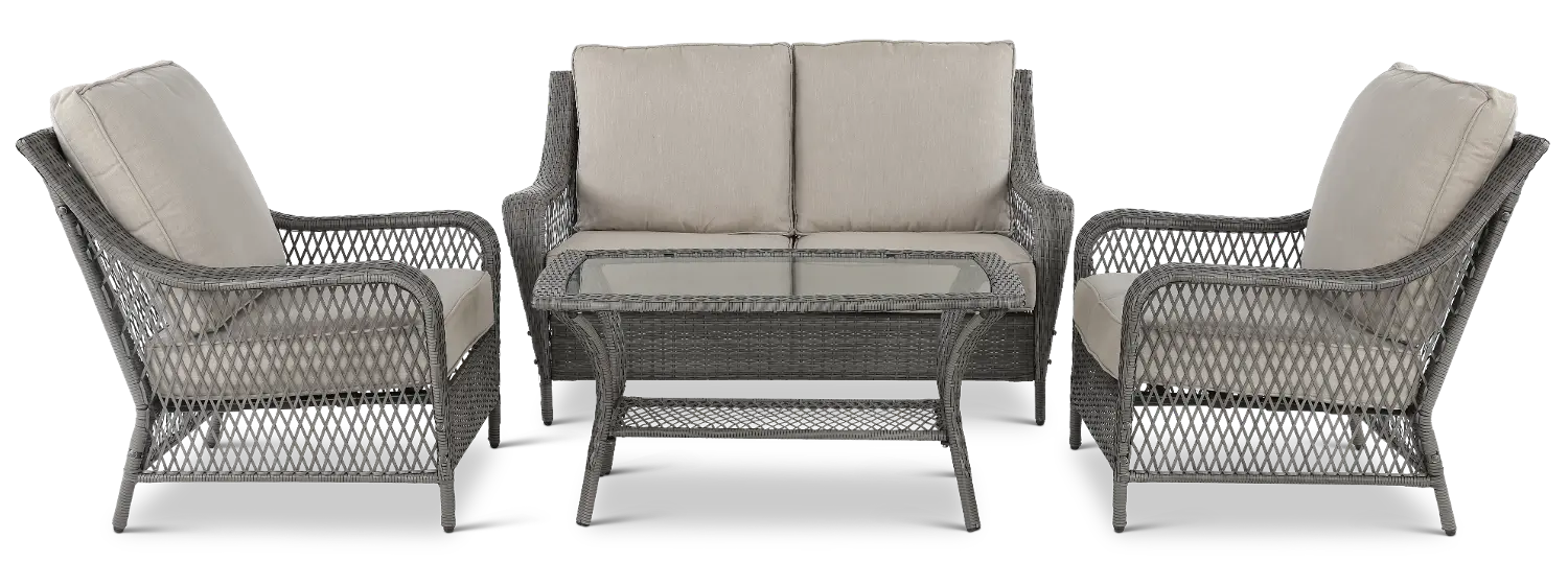 Essen II Gray Wicker 4 Piece Patio Set-1