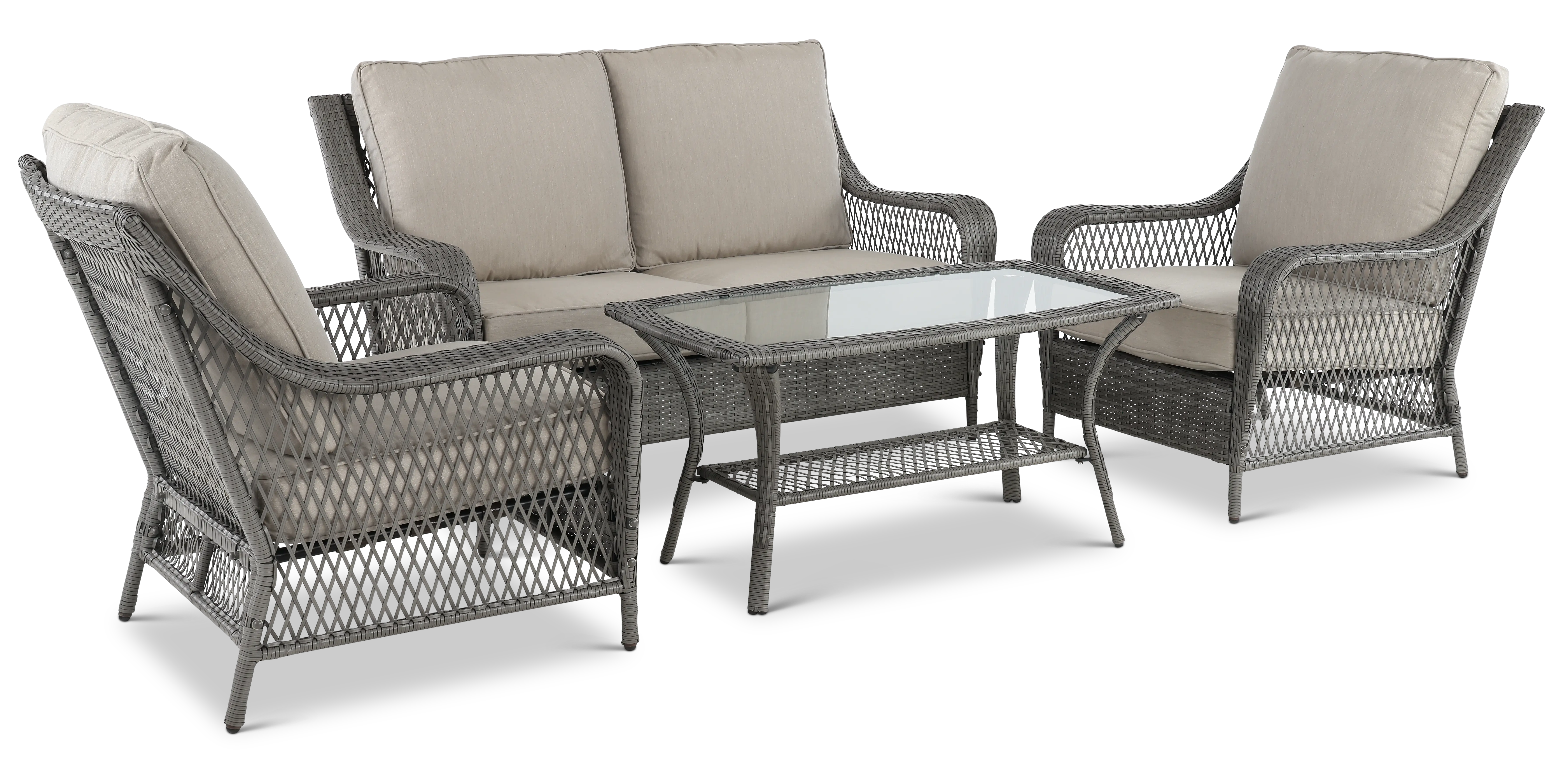 Essen II Gray Wicker 4 Piece Patio Set-4