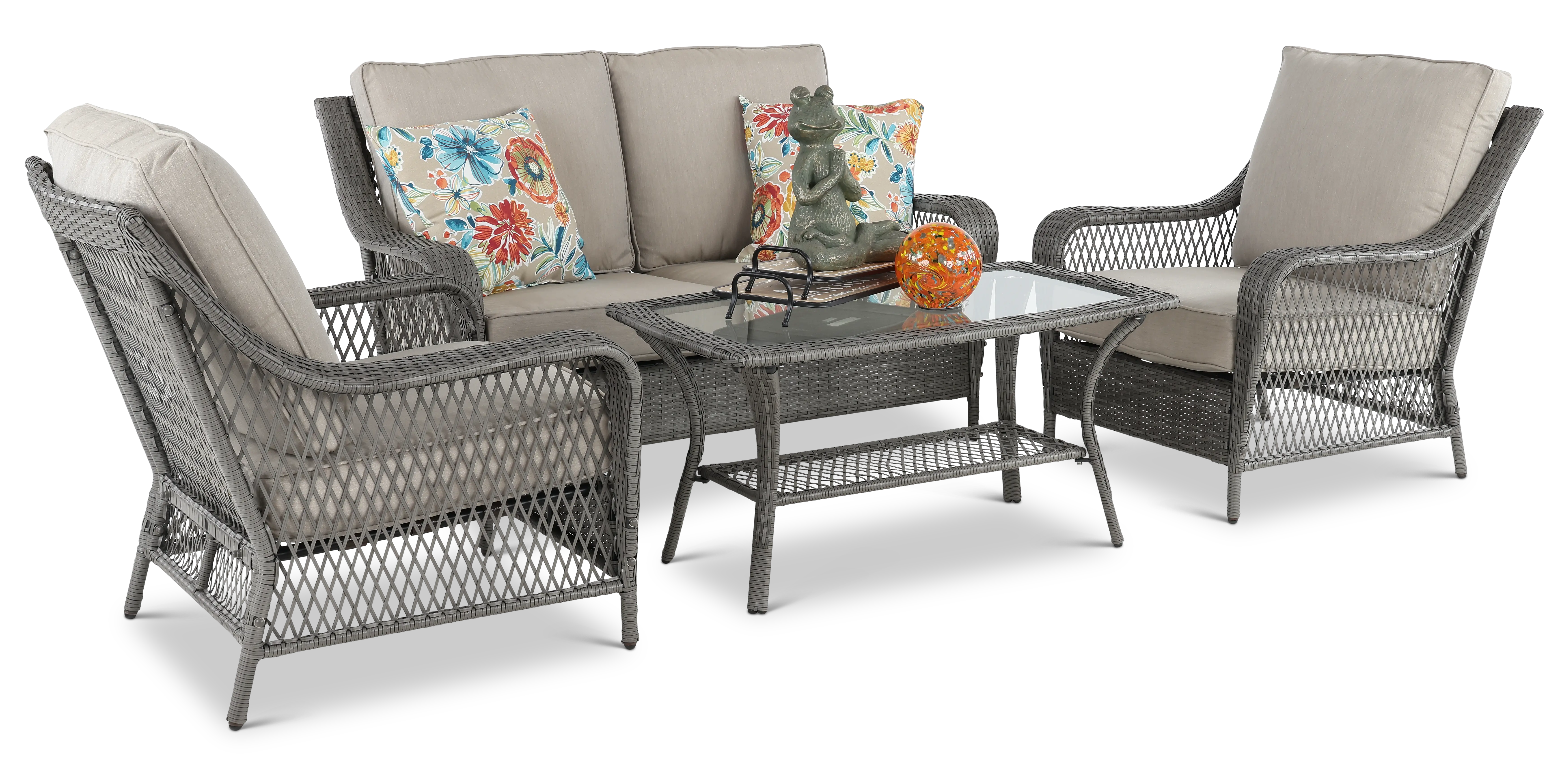 Essen II Gray Wicker 4 Piece Patio Set-6