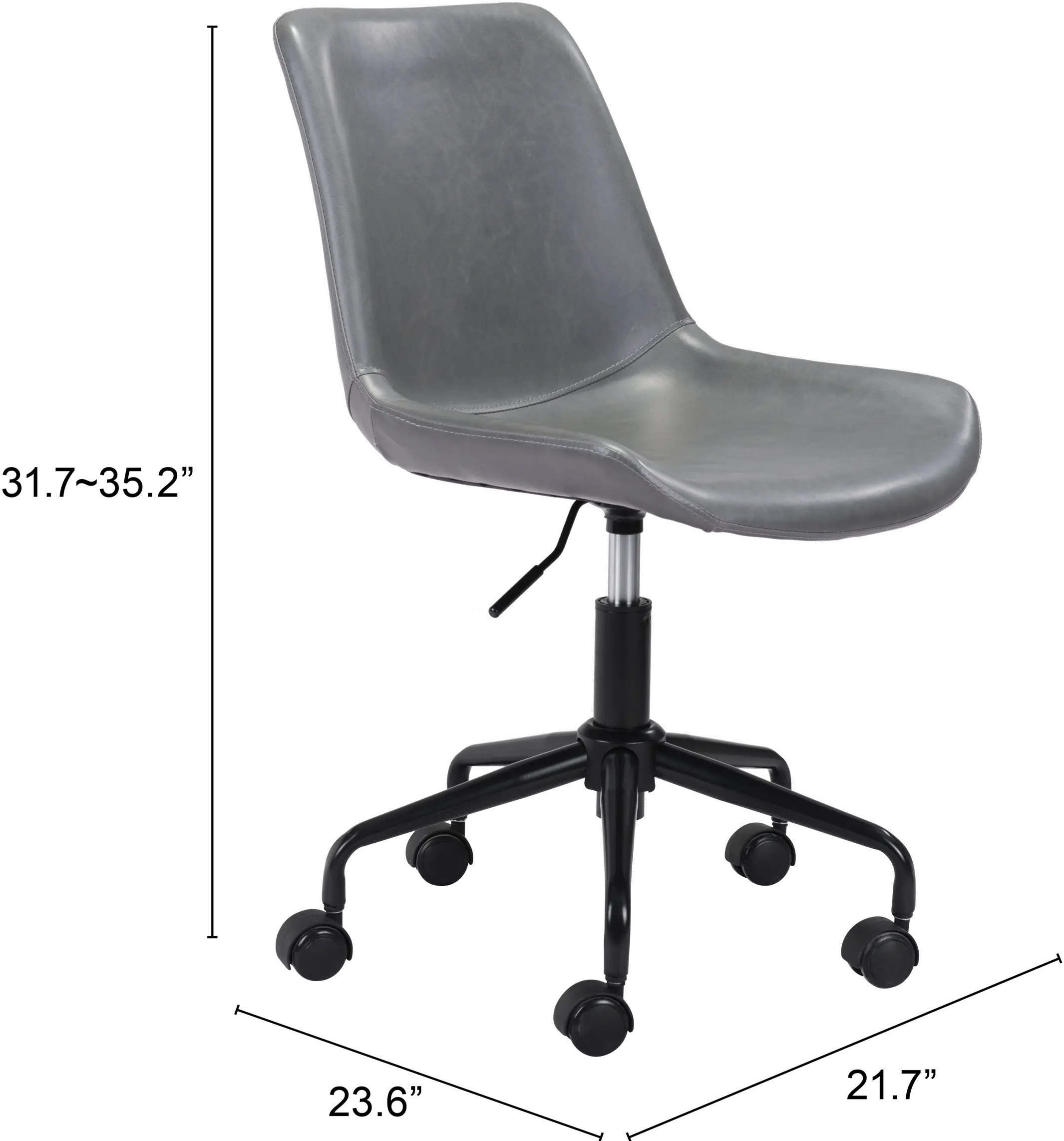 Byron Mid-century Modern Gray Office Chair-7