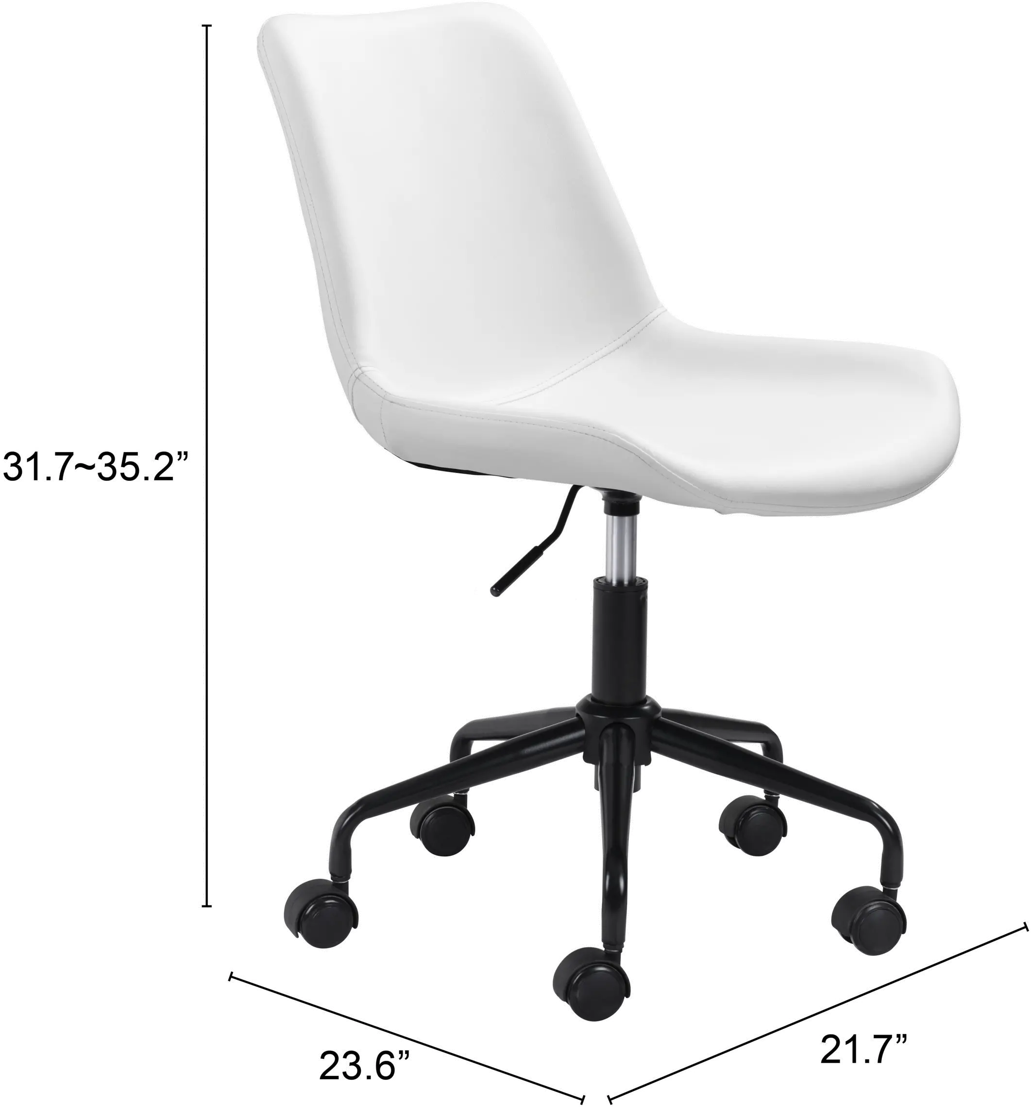 Byron Mid-Century Modern White Office Chair-7
