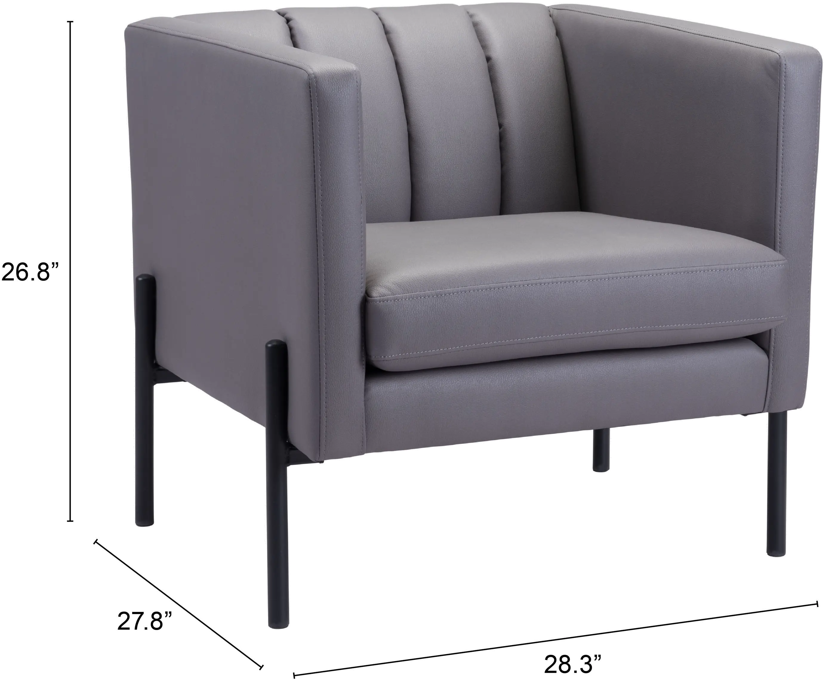 Mid Century Modern Gray Accent Chair - Jess-7