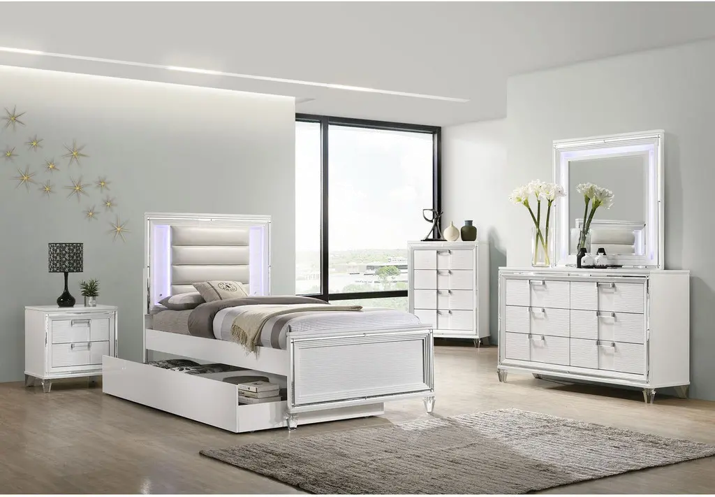 Posh White Twin Bed with Trundle-3