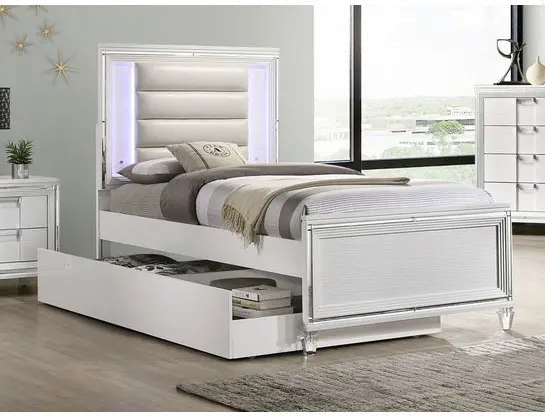 Posh White Twin Bed with Trundle-2