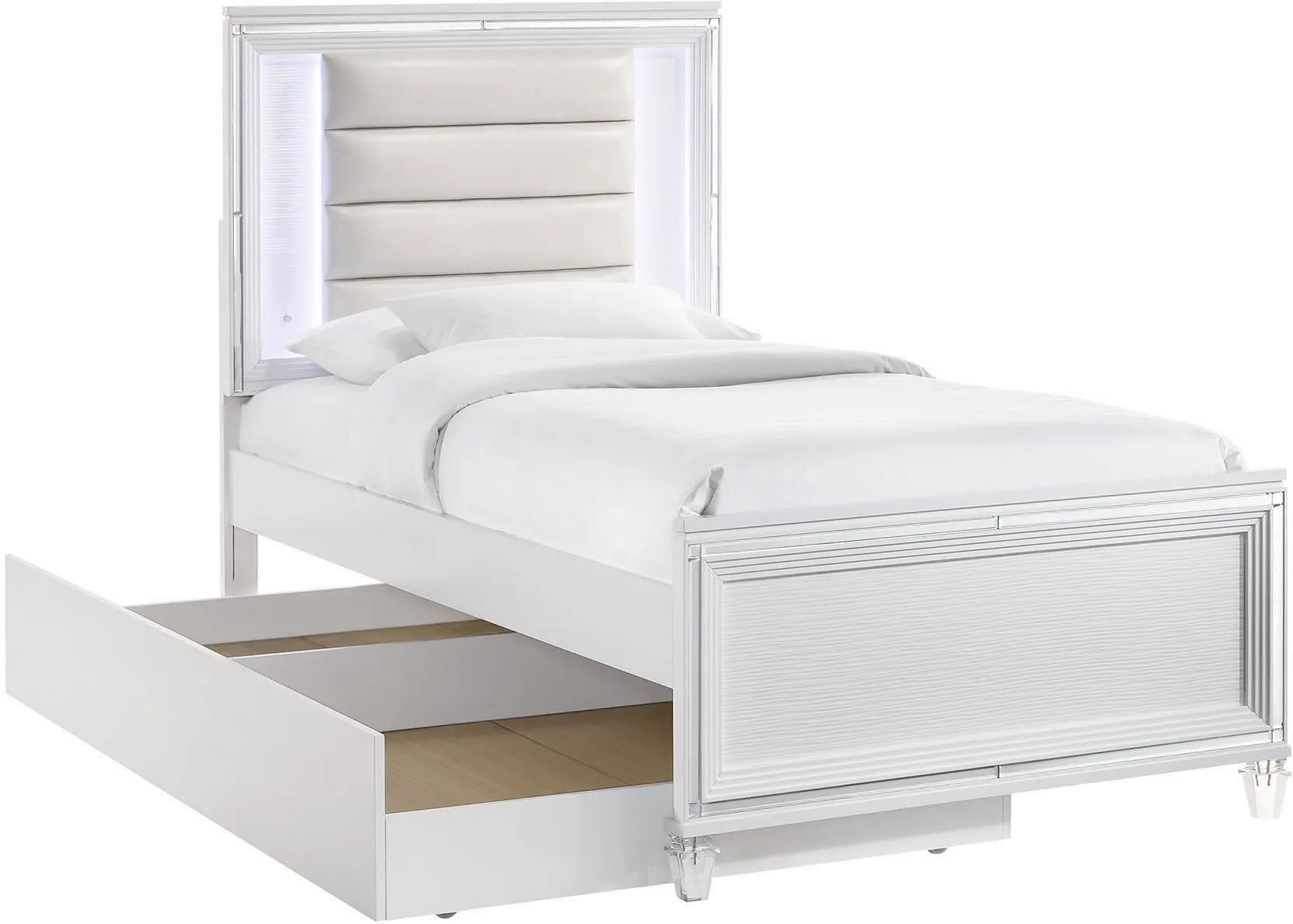 Posh White Twin Bed with Trundle-4