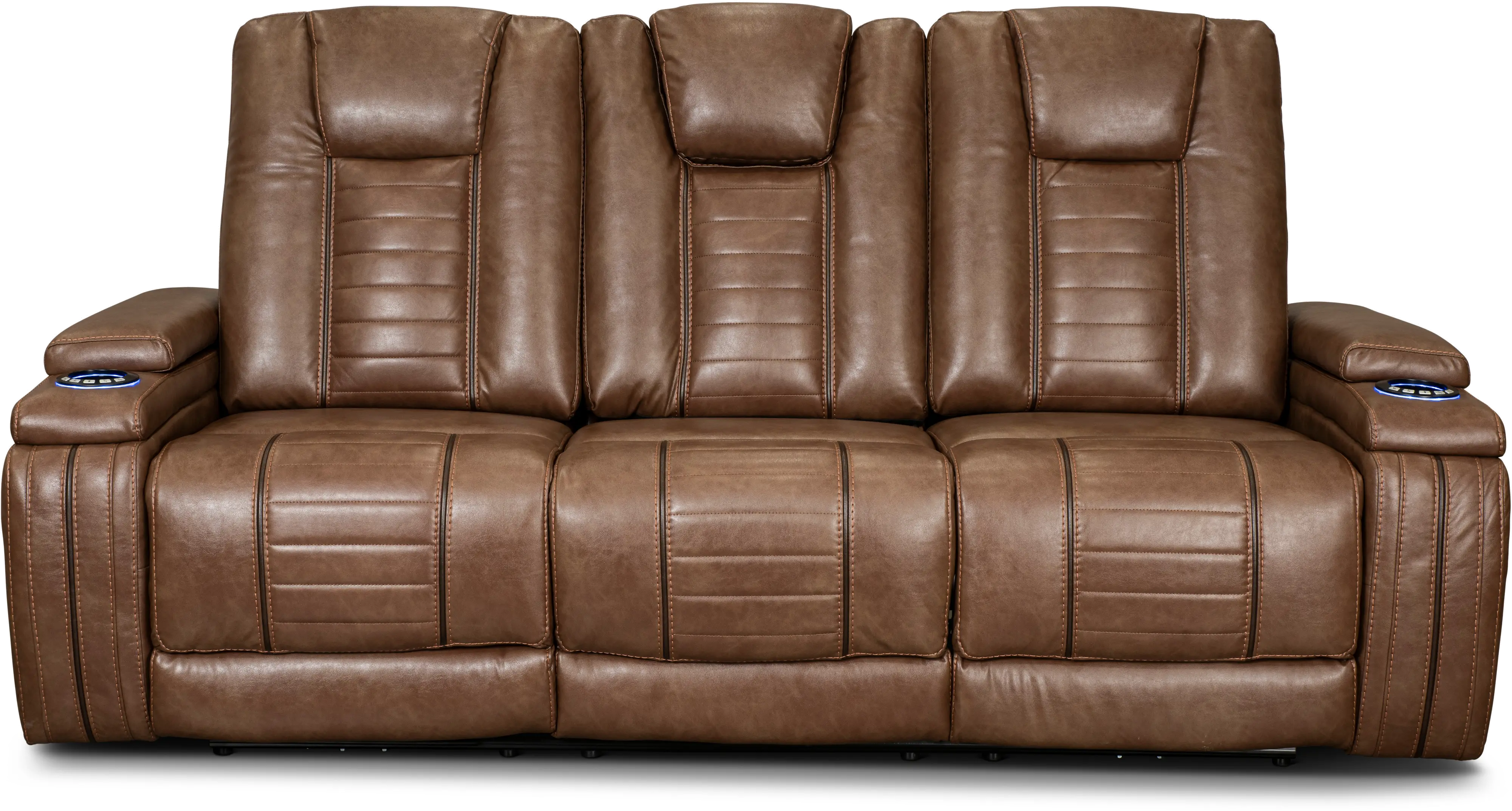 Megan Umber Brown Power Reclining Sofa with Drop Down Console-1