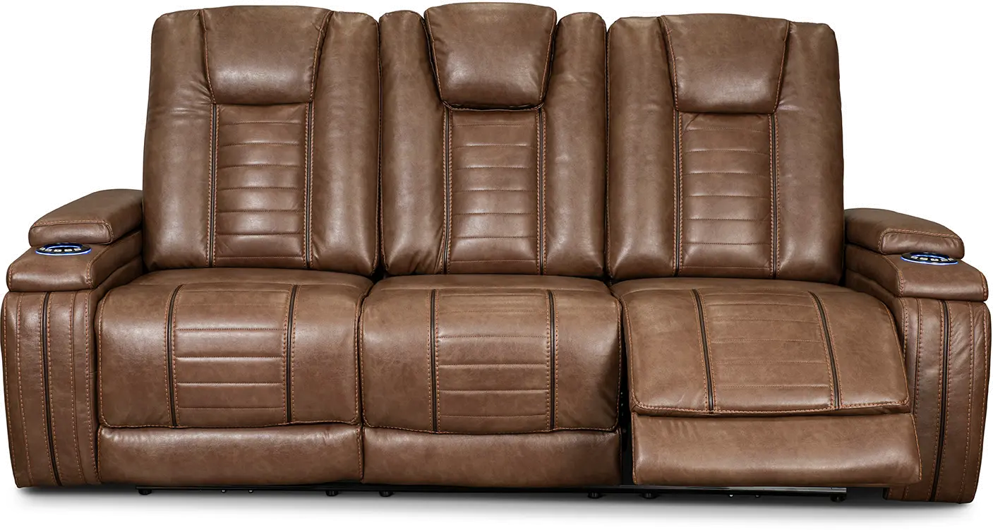 Megan Umber Brown Power Reclining Sofa with Drop Down Console-3