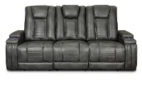 Megan Tinsmith Gray Power Reclining Sofa with Drop Down Console