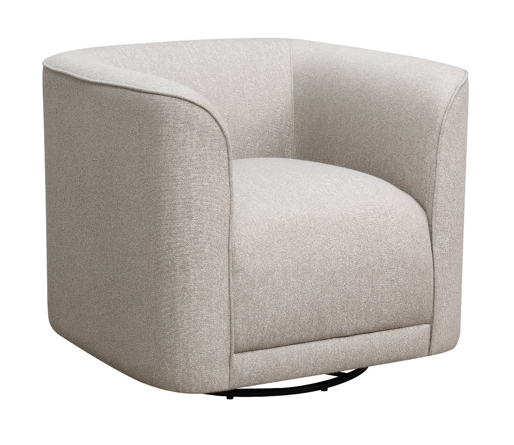 Modern Beige Whirlaway U-Shape Swivel Accent Chair