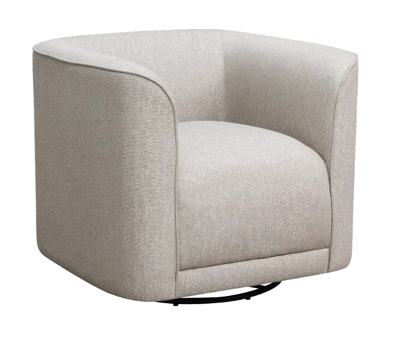 Modern Beige Whirlaway U-Shape Swivel Accent Chair