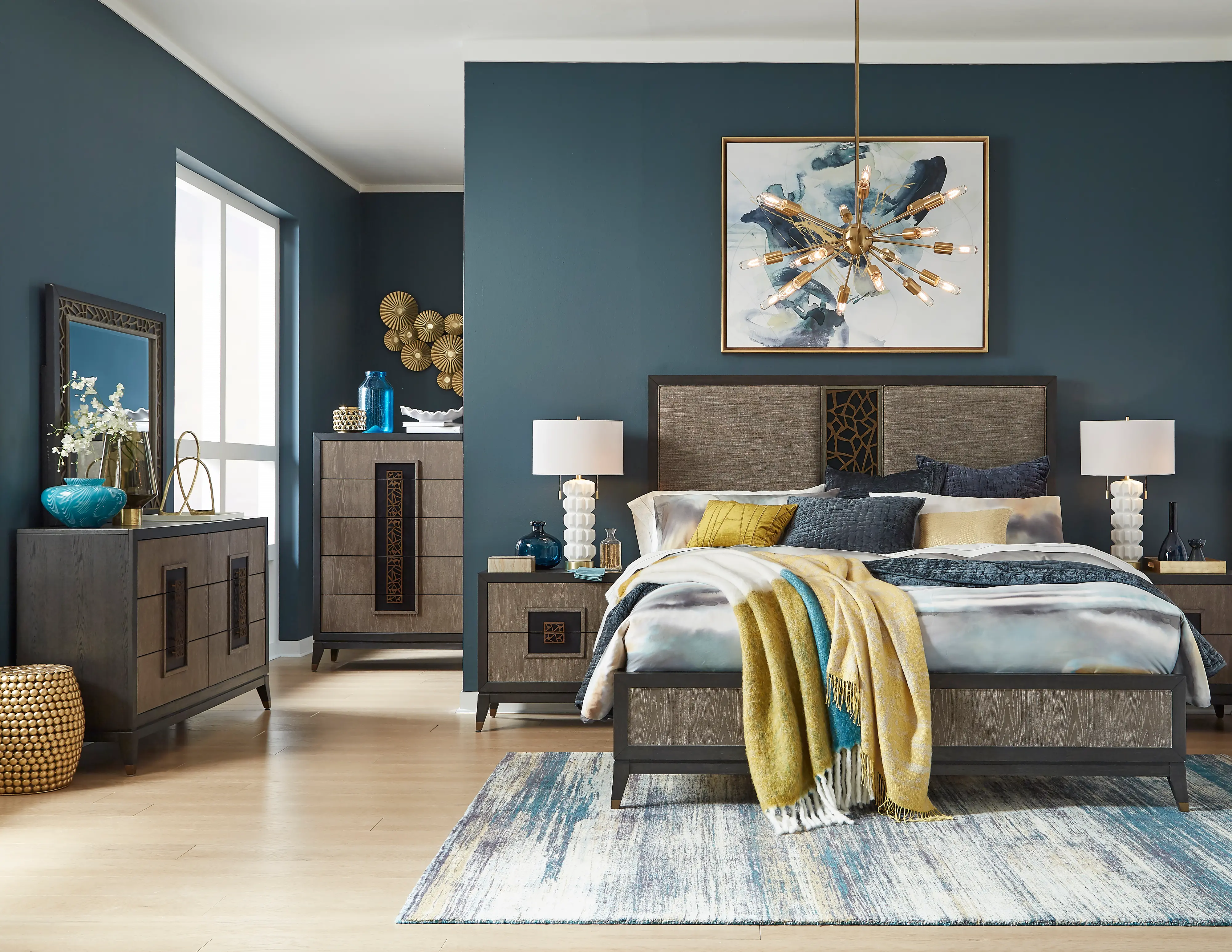 Ryker Black and Gray 4 Piece California King Bedroom Set-1