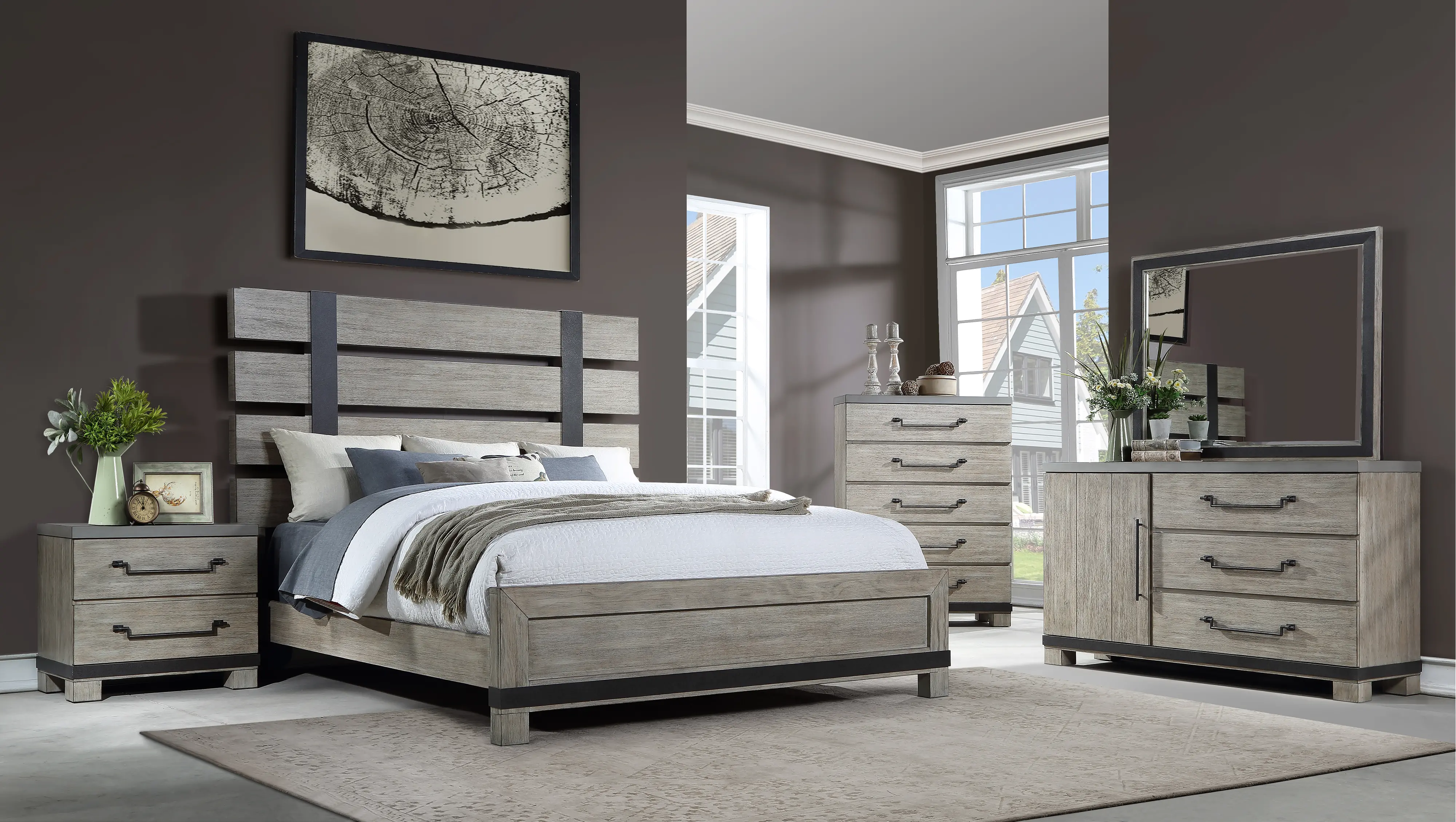 Perry Gray 4 Piece Queen Bedroom Set-1