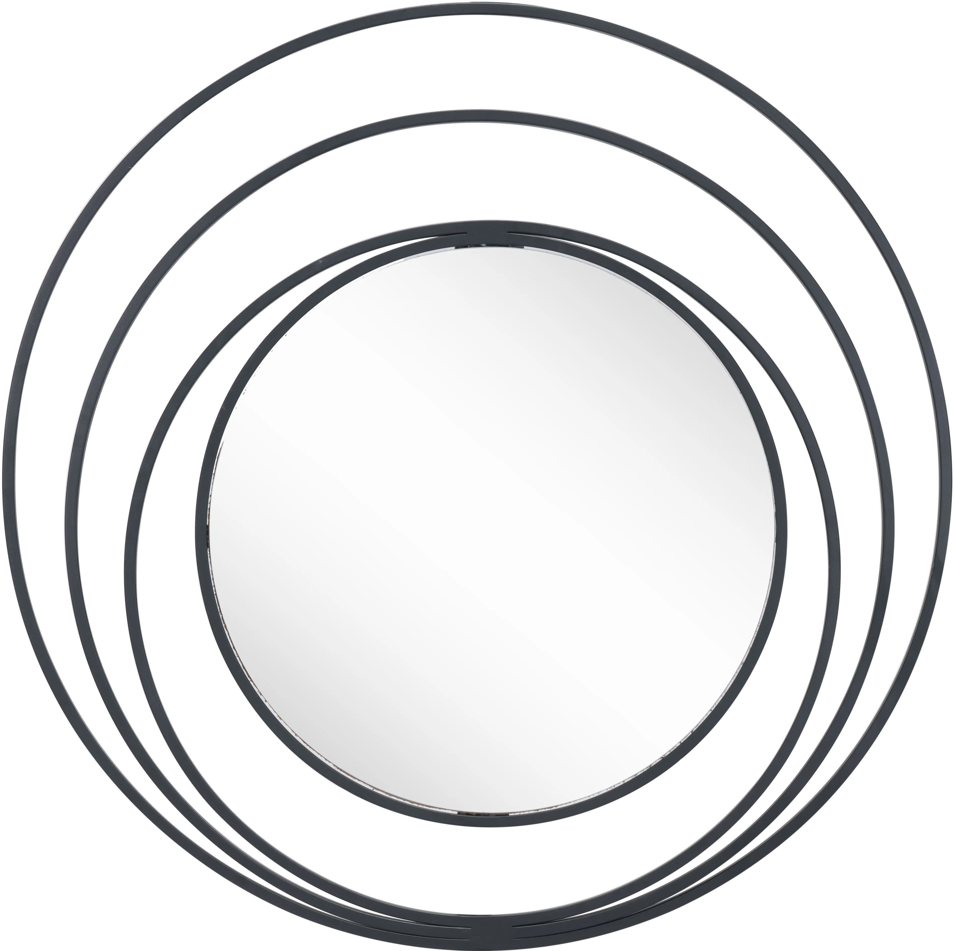 Luna Industrial Round Black Wall Mirror-1
