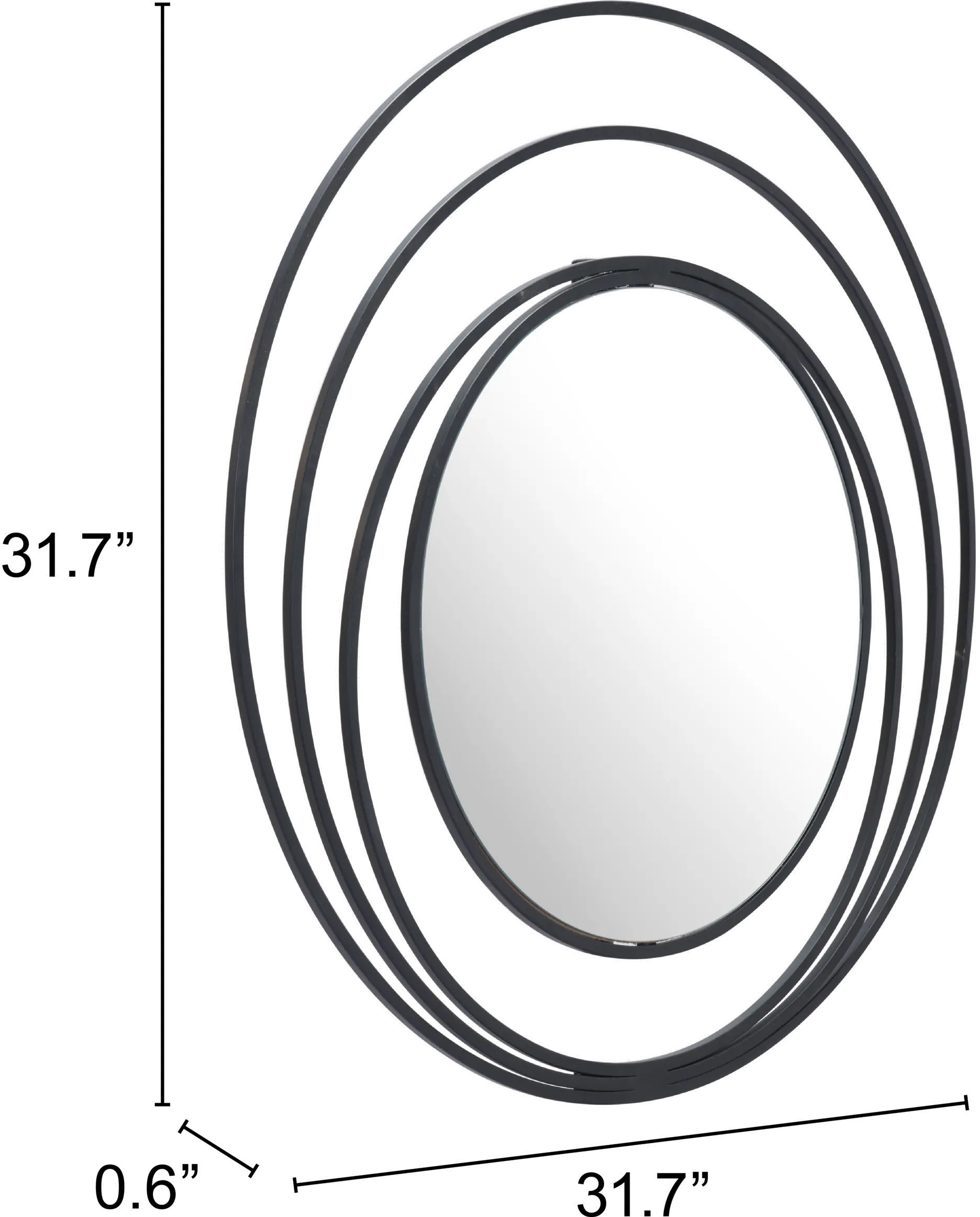 Luna Industrial Round Black Wall Mirror-5