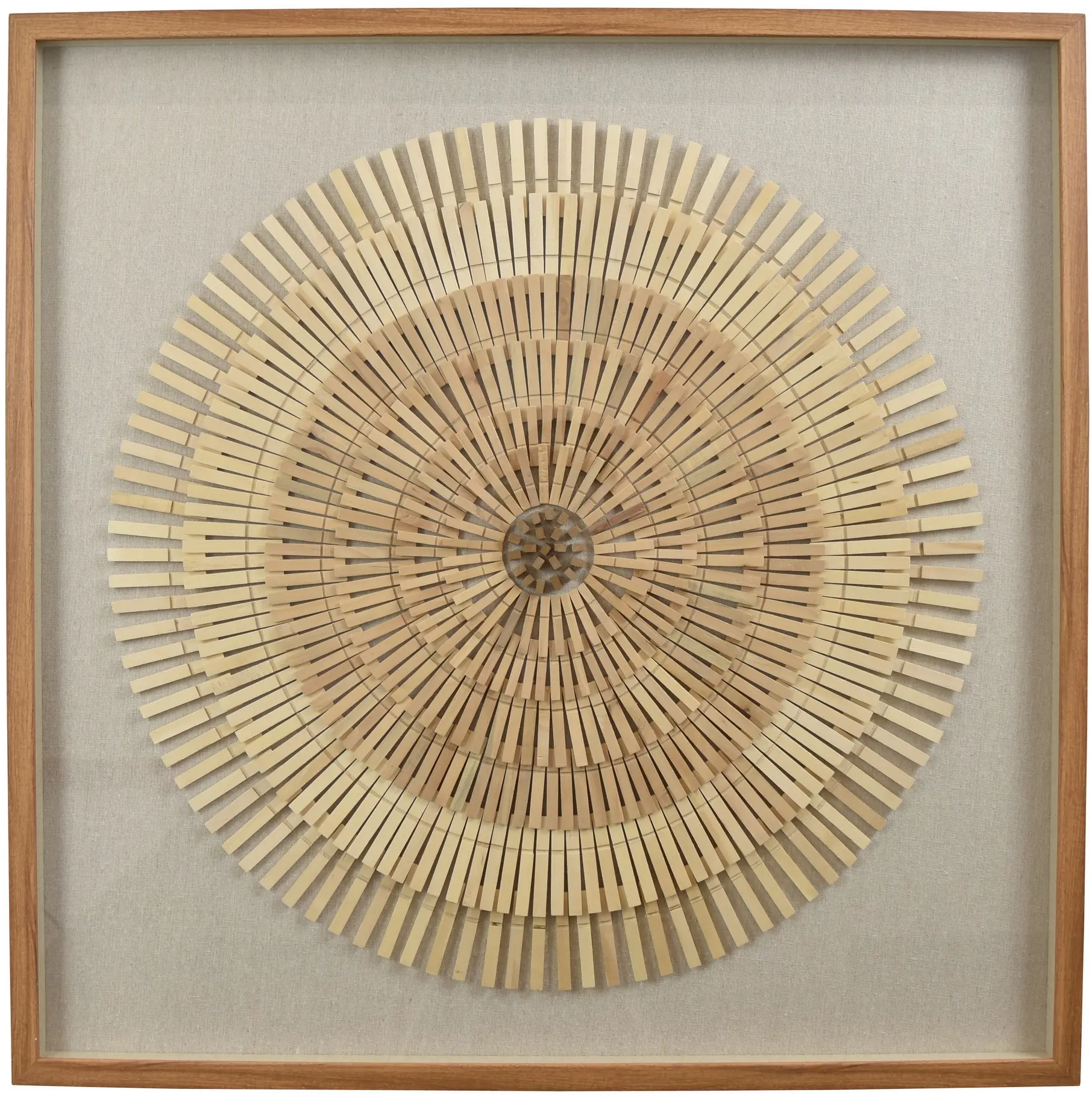 Brown Wheel Stick Art in Shadow Box Wall Hanging-1