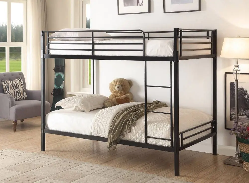 Black Metal Twin-over-Twin Bunk Bed - Boltzero-2